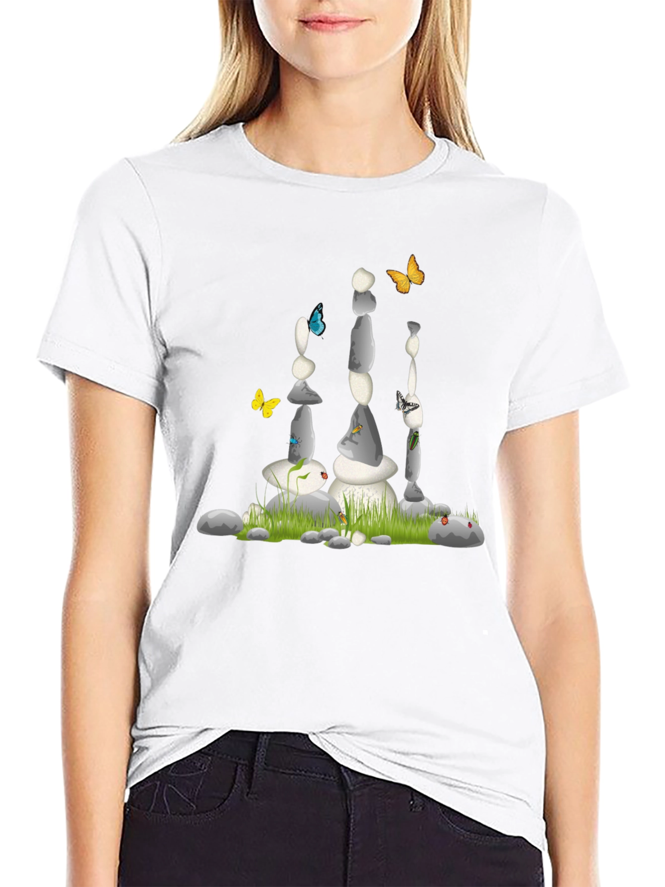 Stone Balance Art Black T-Shirt