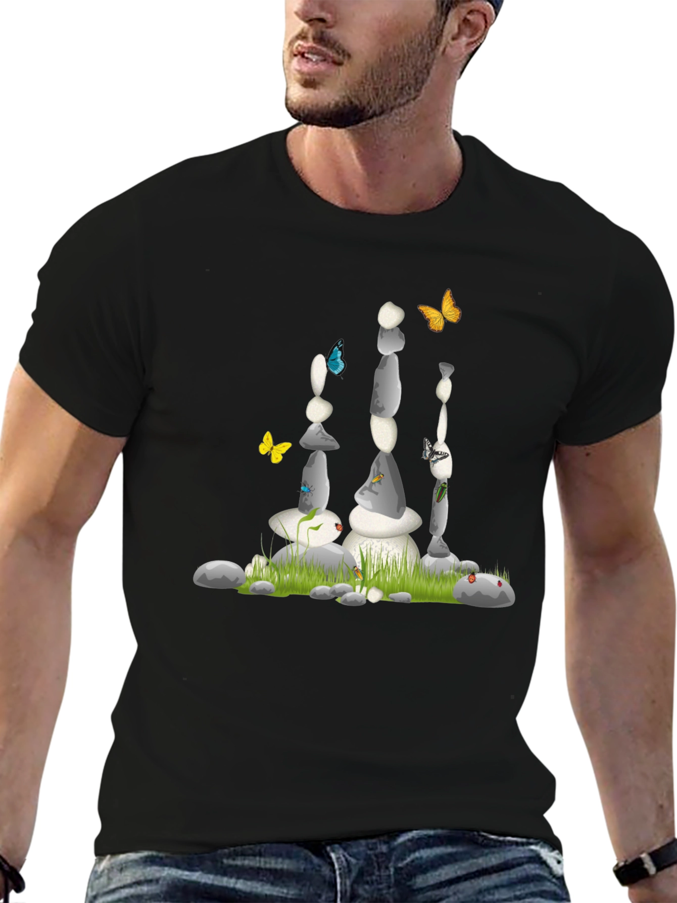 Stone Balance Art Black T-Shirt