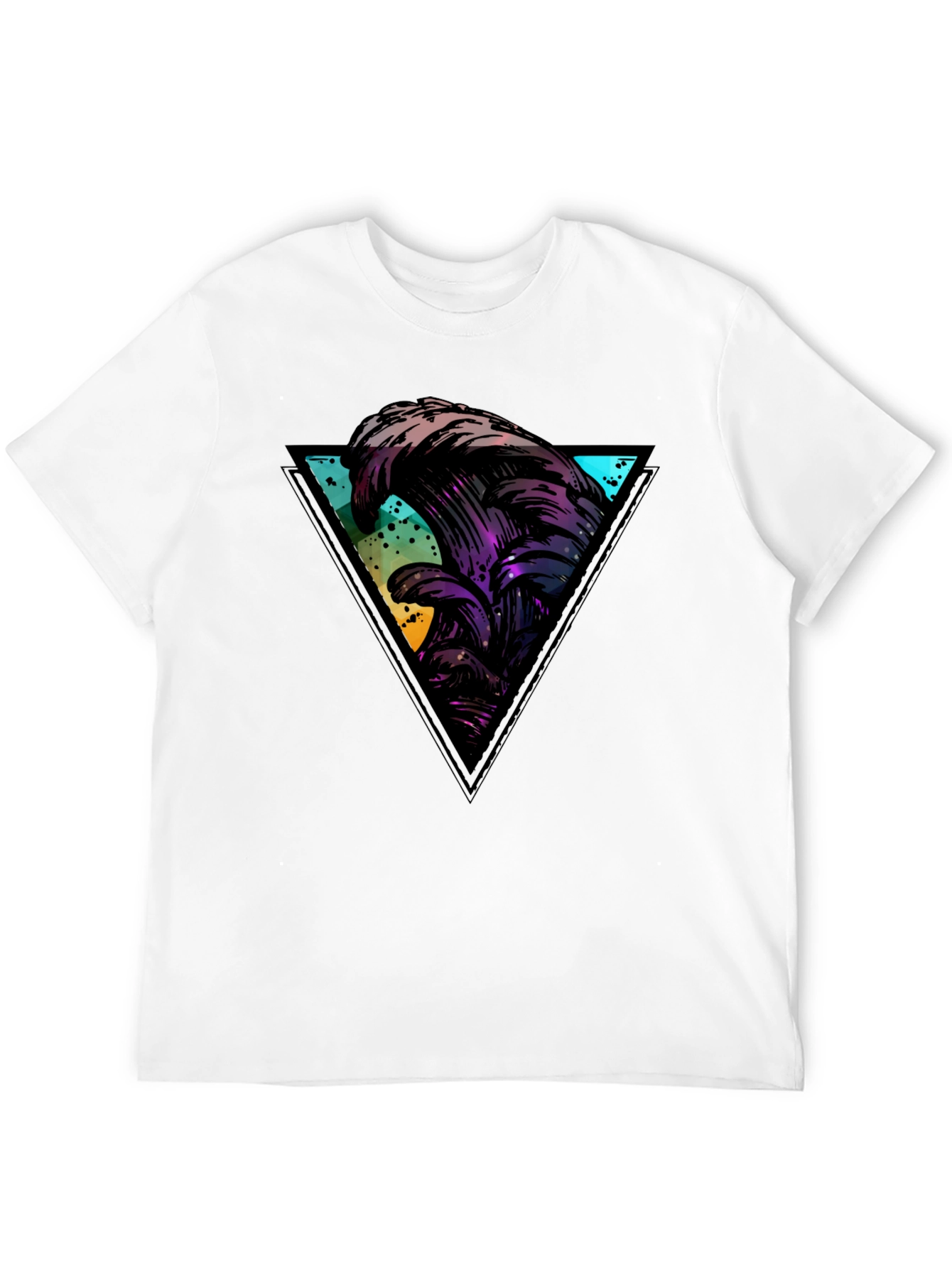 Abstract Wave Triangle Black T-Shirt