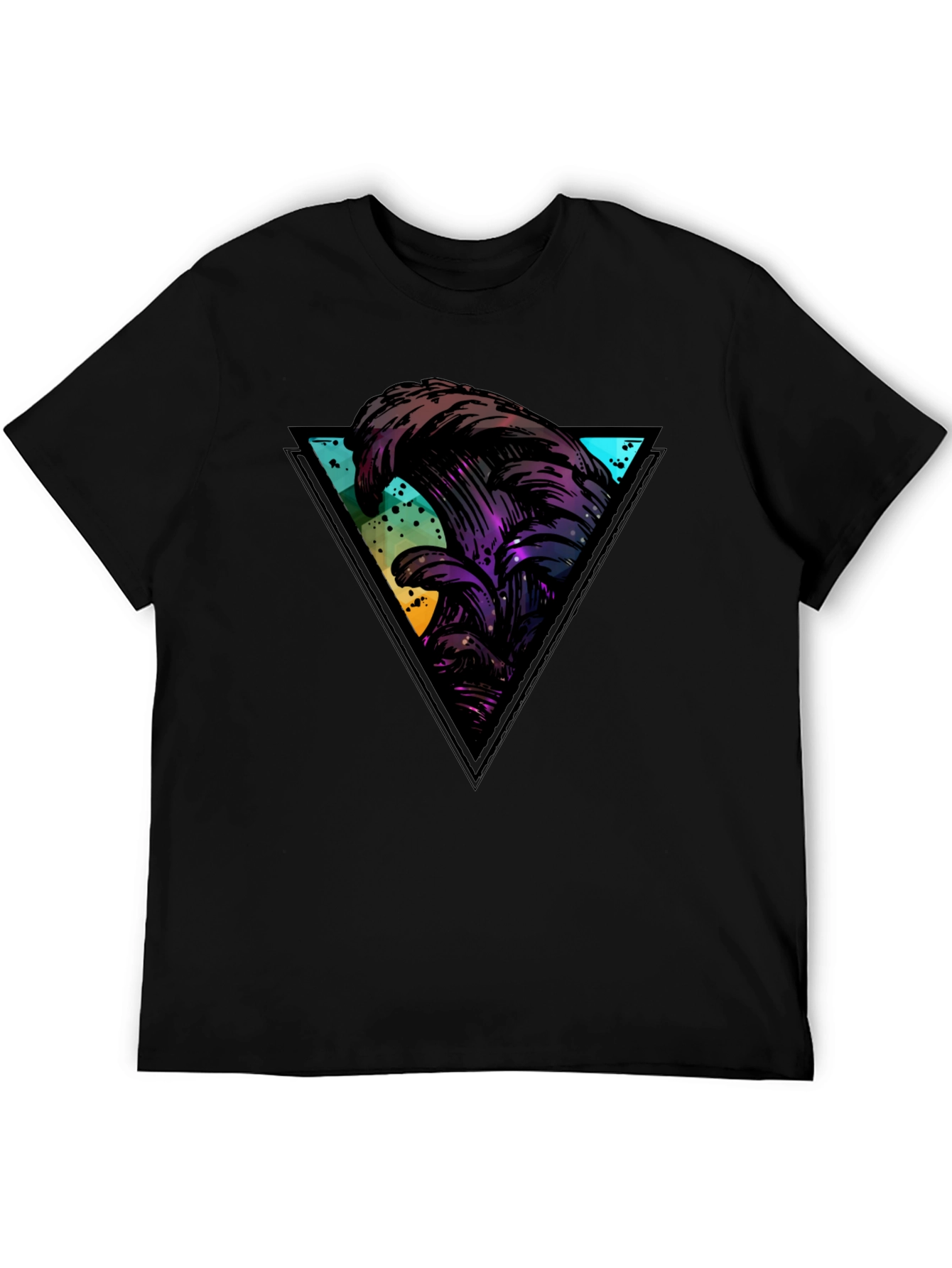 Abstract Wave Triangle Black T-Shirt