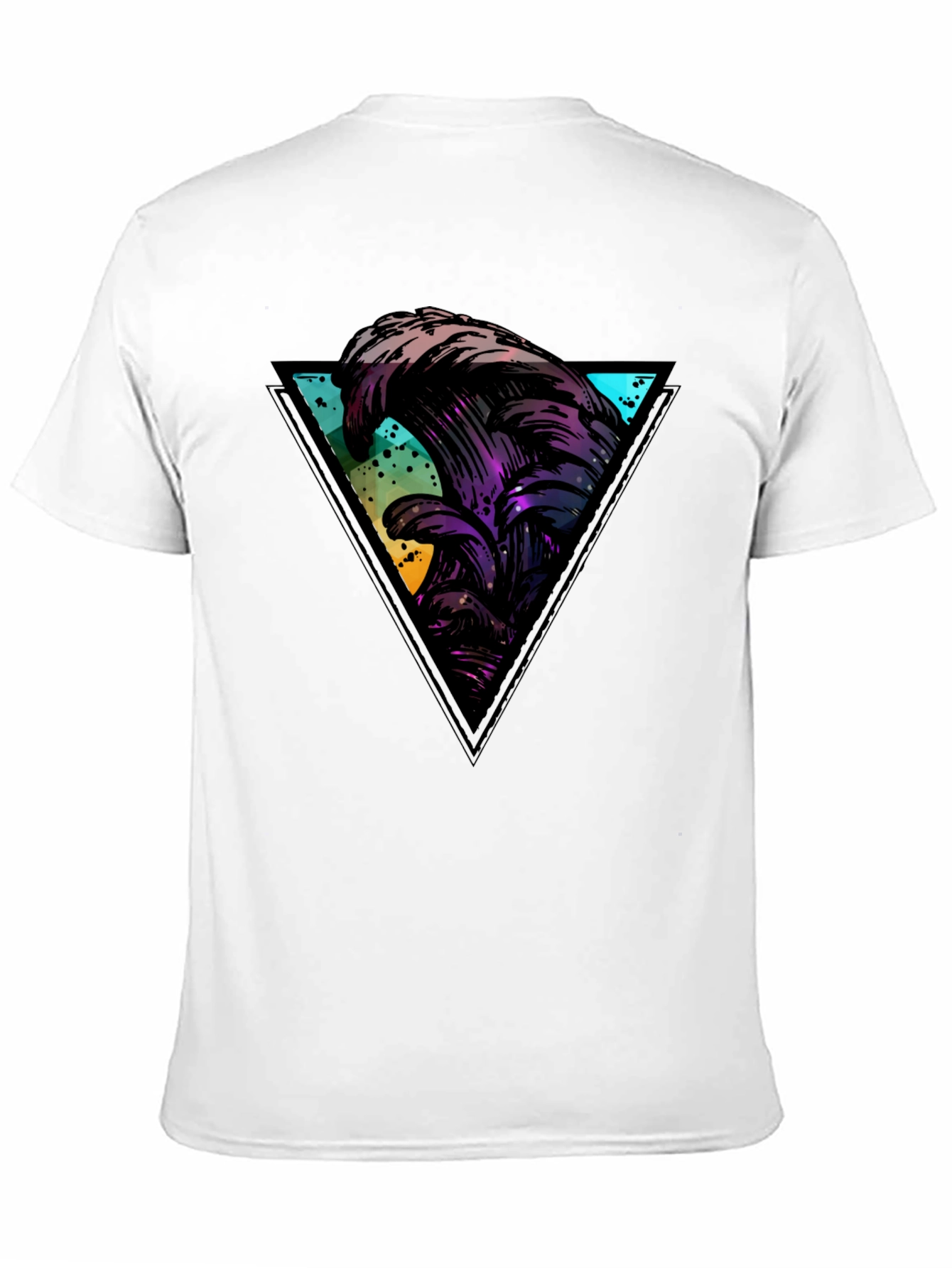 Abstract Wave Triangle Black T-Shirt
