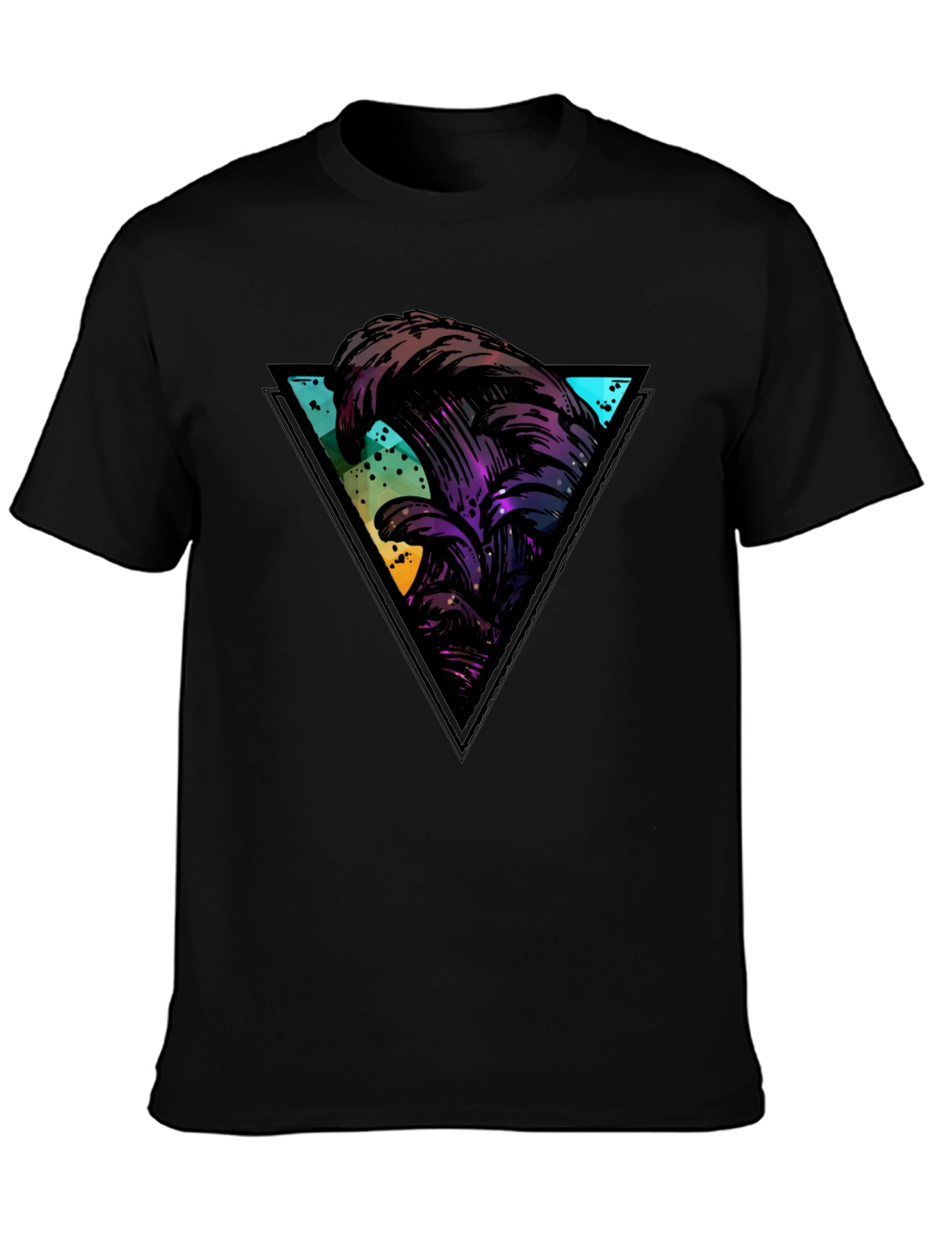 Abstract Wave Triangle Black T-Shirt