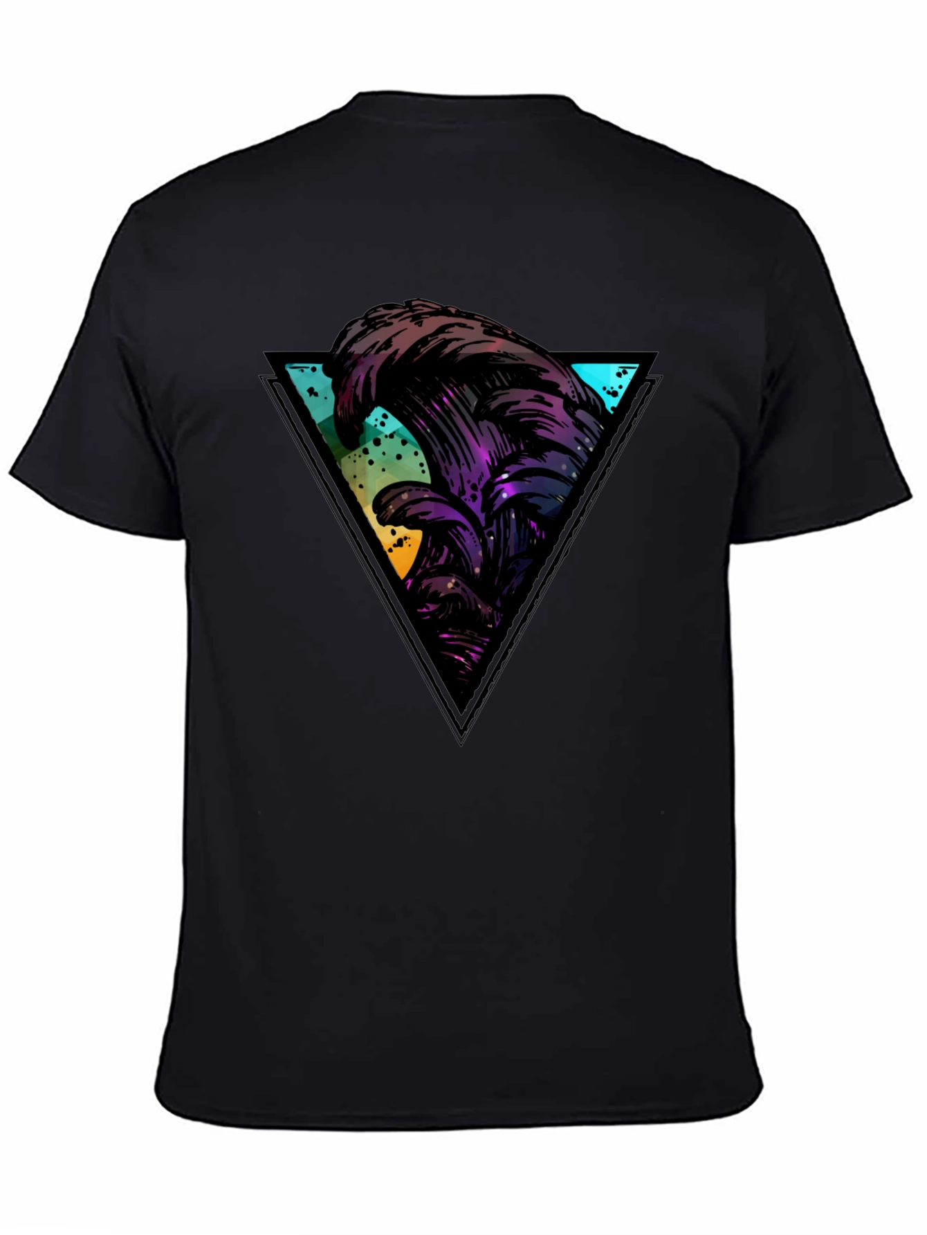 Abstract Wave Triangle Black T-Shirt