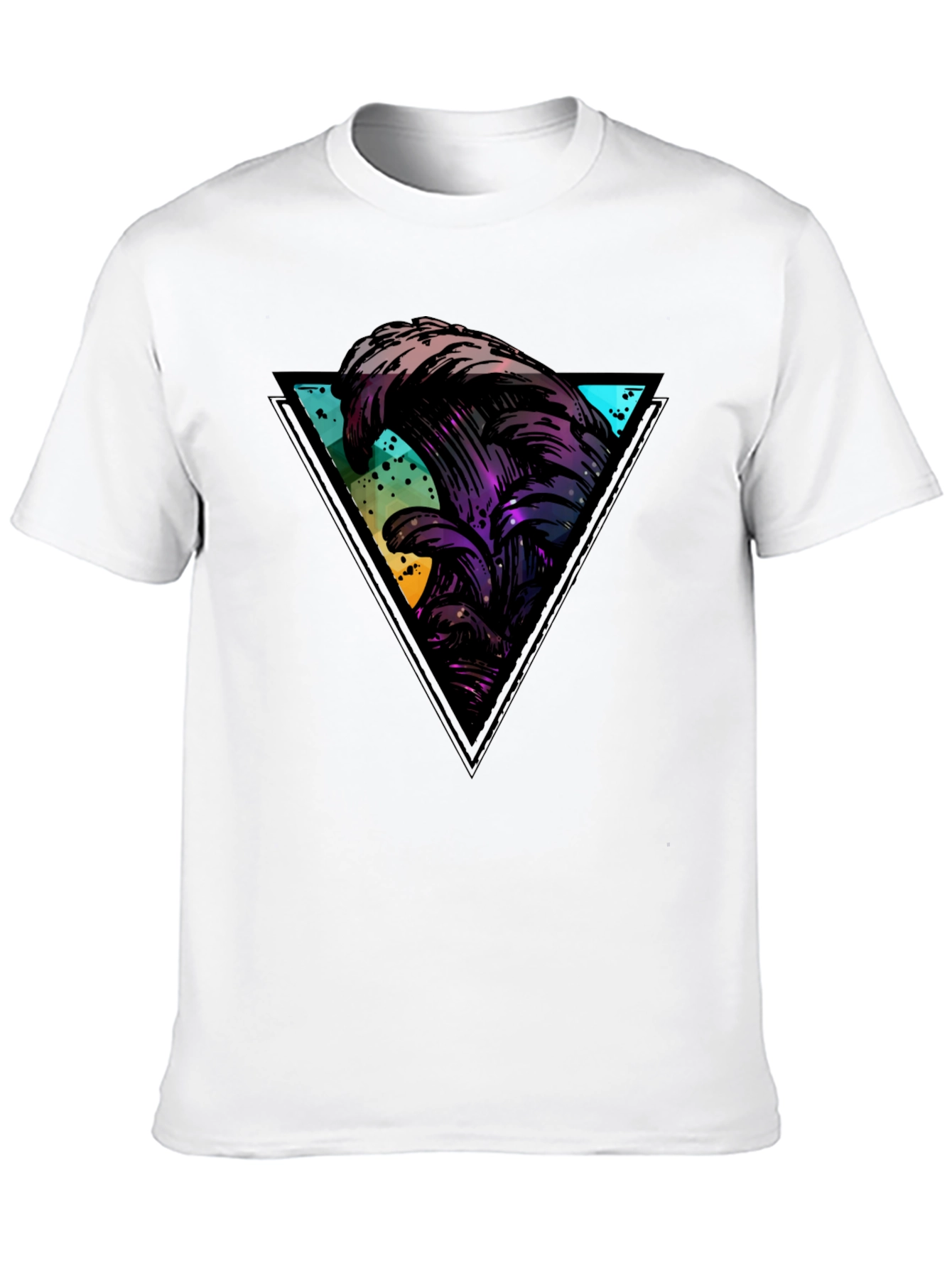 Abstract Wave Triangle Black T-Shirt