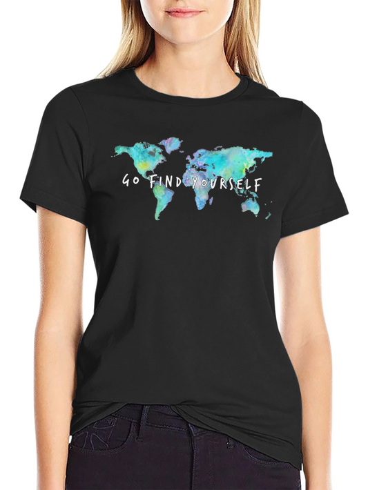 Go Find Yourself Graphic Tee - World Map Shirt