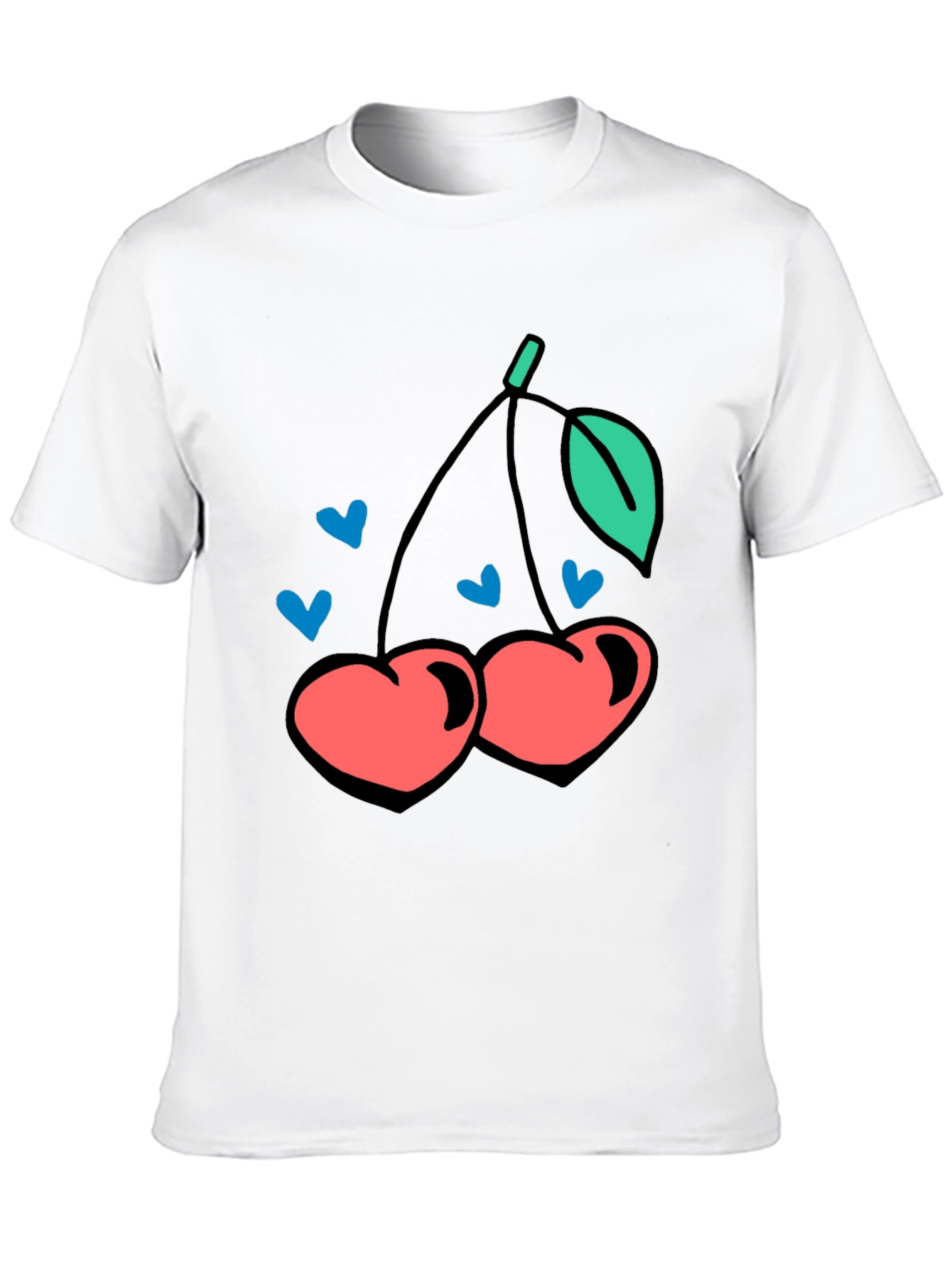 Cherry Hearts Graphic Black T-Shirt