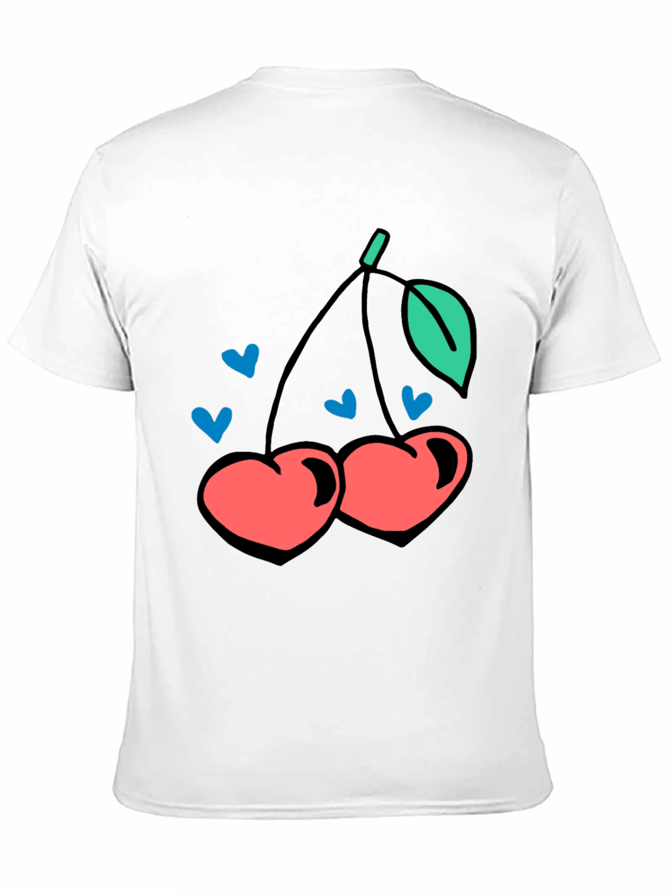 Cherry Hearts Graphic Black T-Shirt