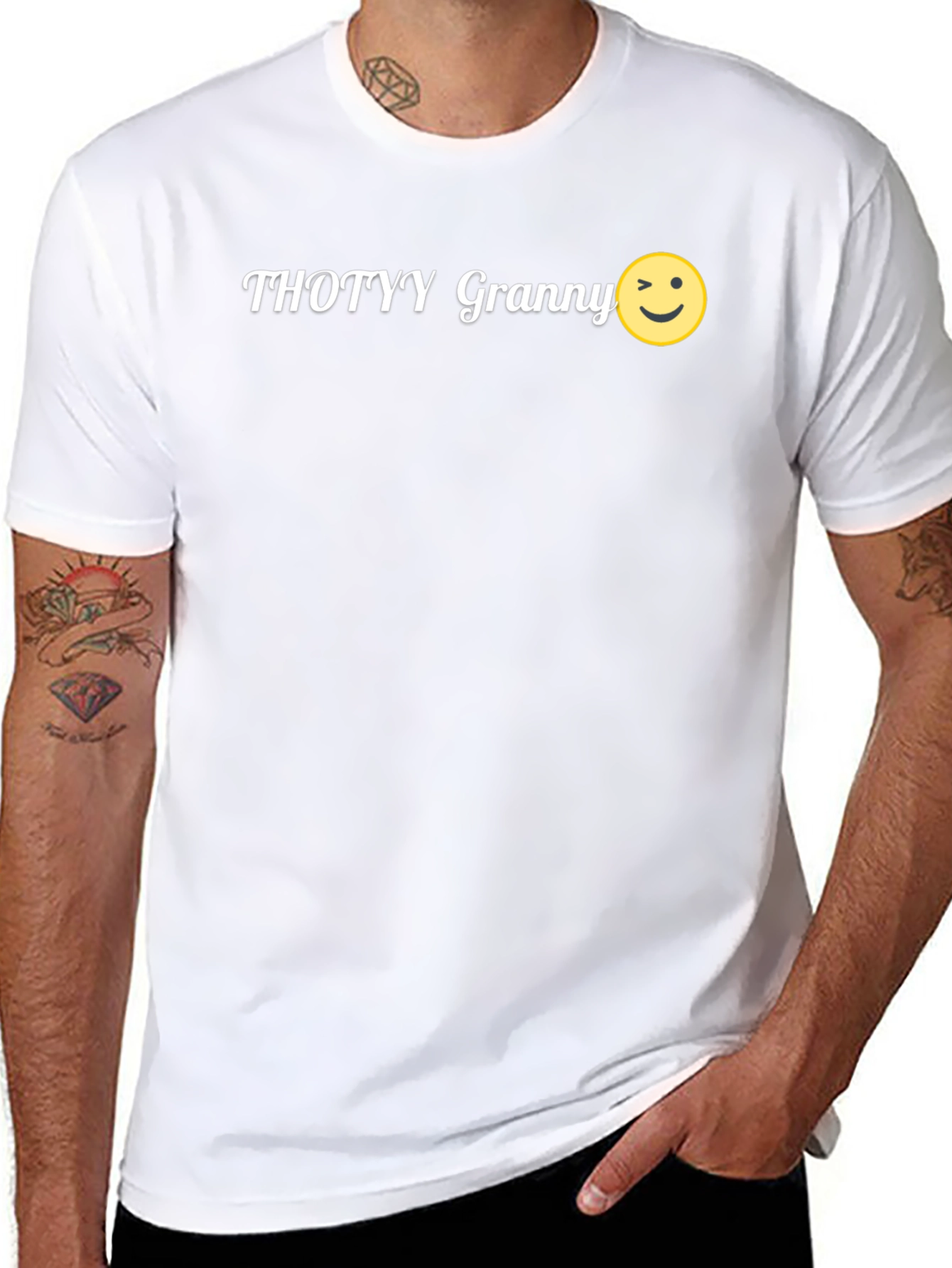 Thotyy Granny Wink Emoji Black T-Shirt
