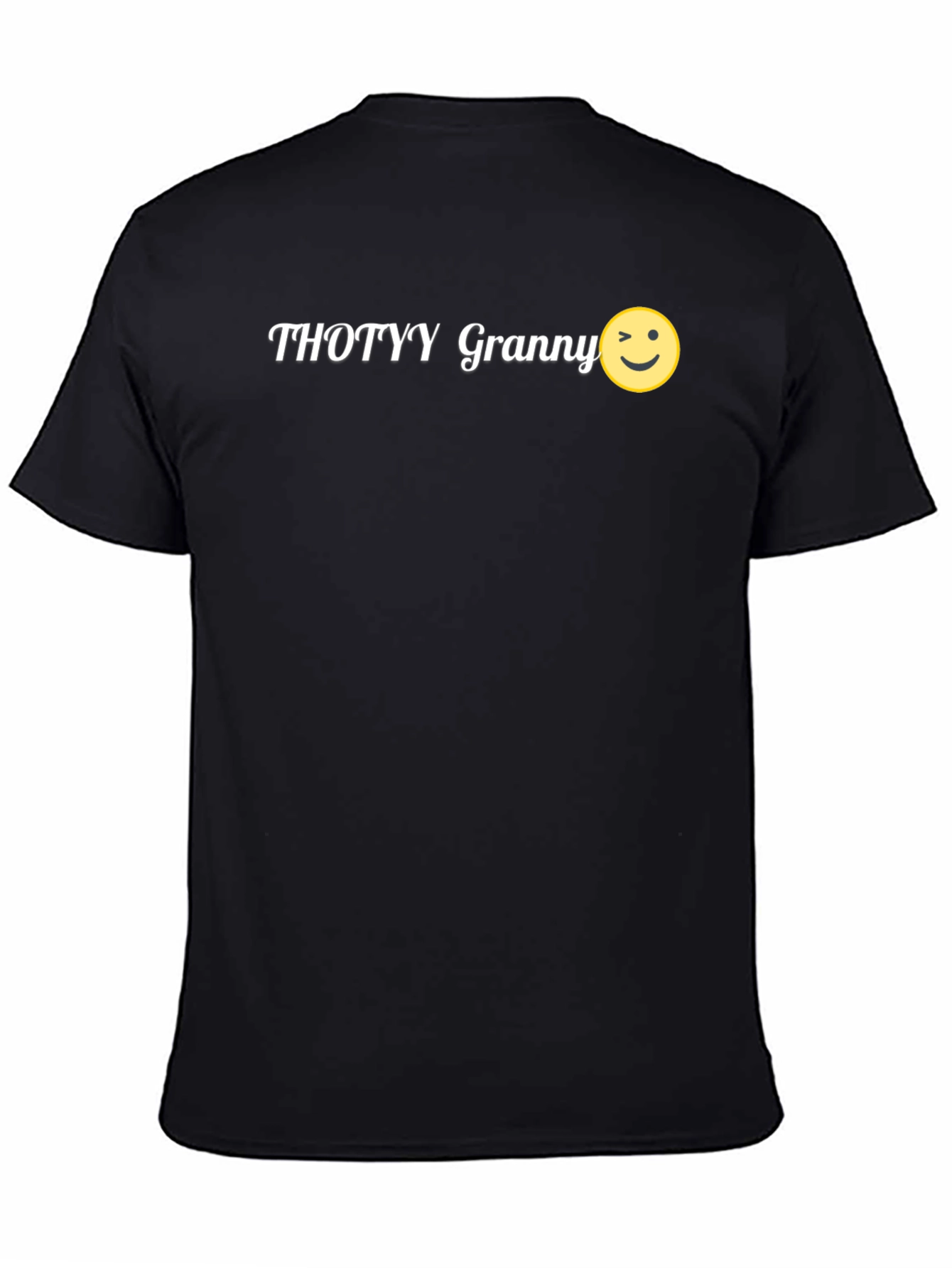 Thotyy Granny Wink Emoji Black T-Shirt