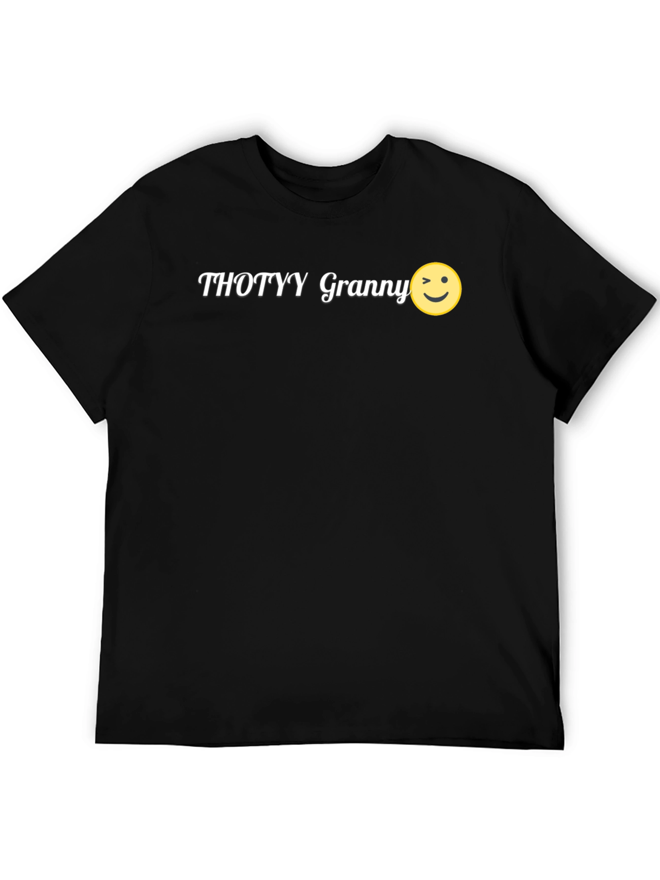 Thotyy Granny Wink Emoji Black T-Shirt
