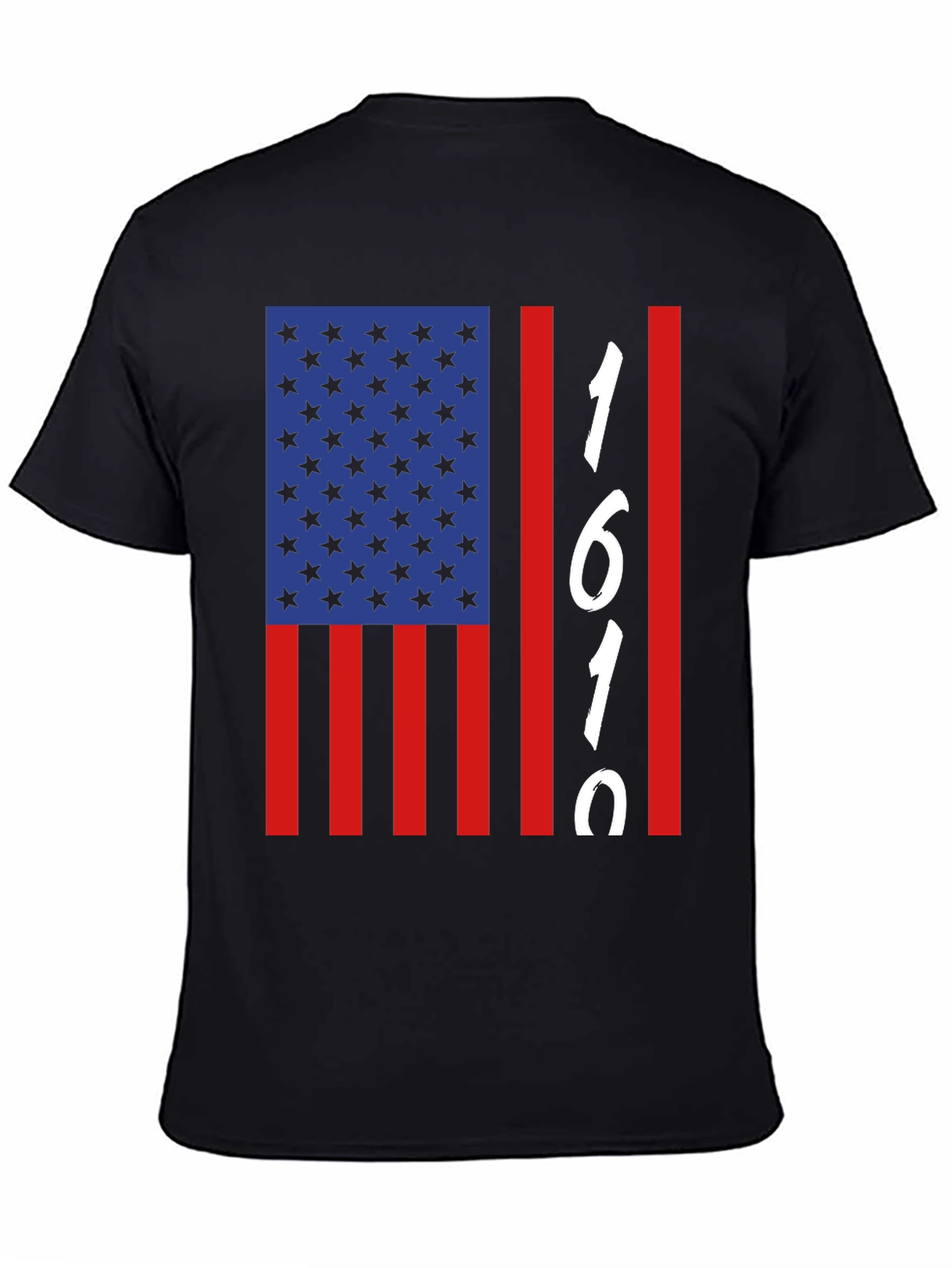 1619 USA Flag Graphic Tee - Black Cotton Blend