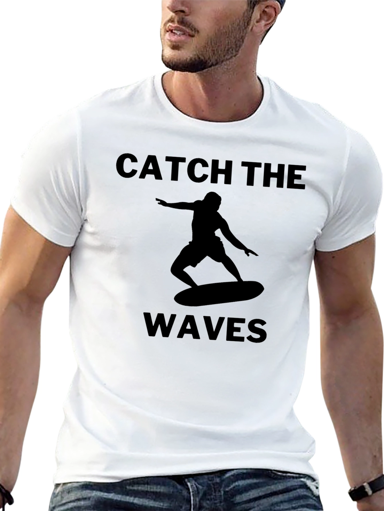 Catch the Waves Graphic Tee - Surfer T-Shirt
