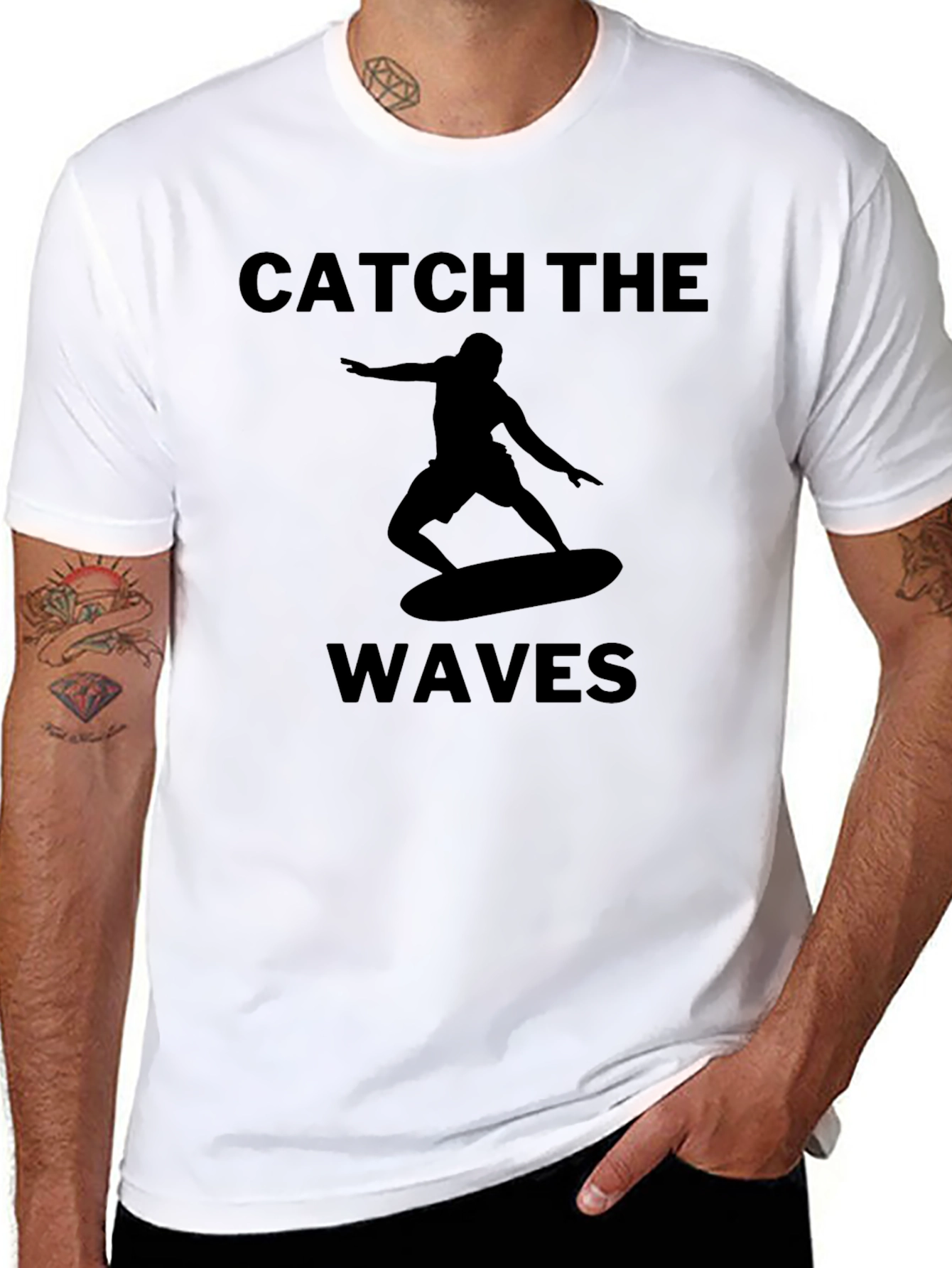 Catch the Waves Graphic Tee - Surfer T-Shirt