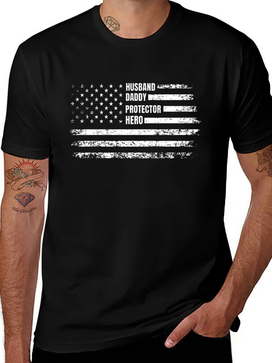 Husband Daddy Hero Flag Graphic T-Shirt