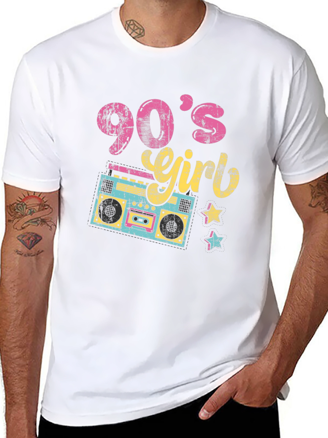 90s Girl T-Shirt Retro Boombox Design