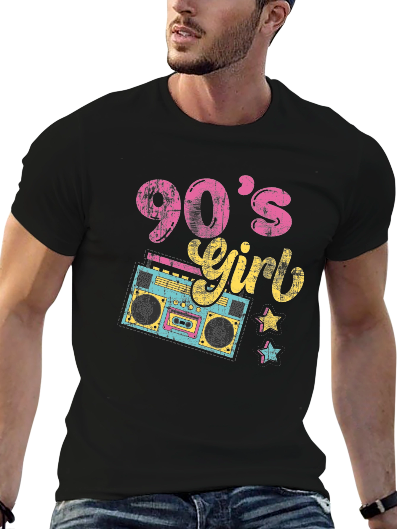 90s Girl T-Shirt Retro Boombox Design