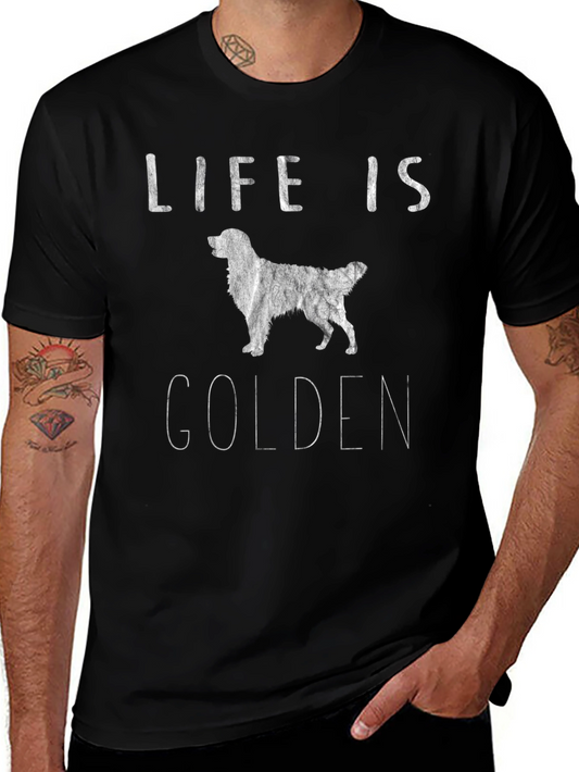Life Is Golden Dog Graphic Tee - Black Cotton T-Shirt
