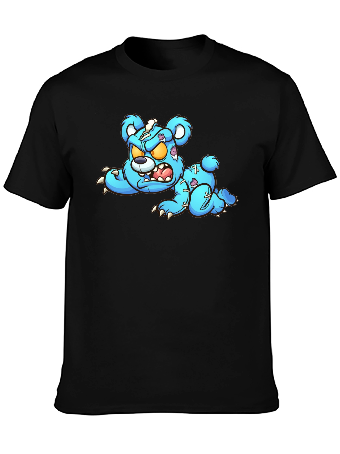 Zombie Teddy Bear Graphic Black T-Shirt