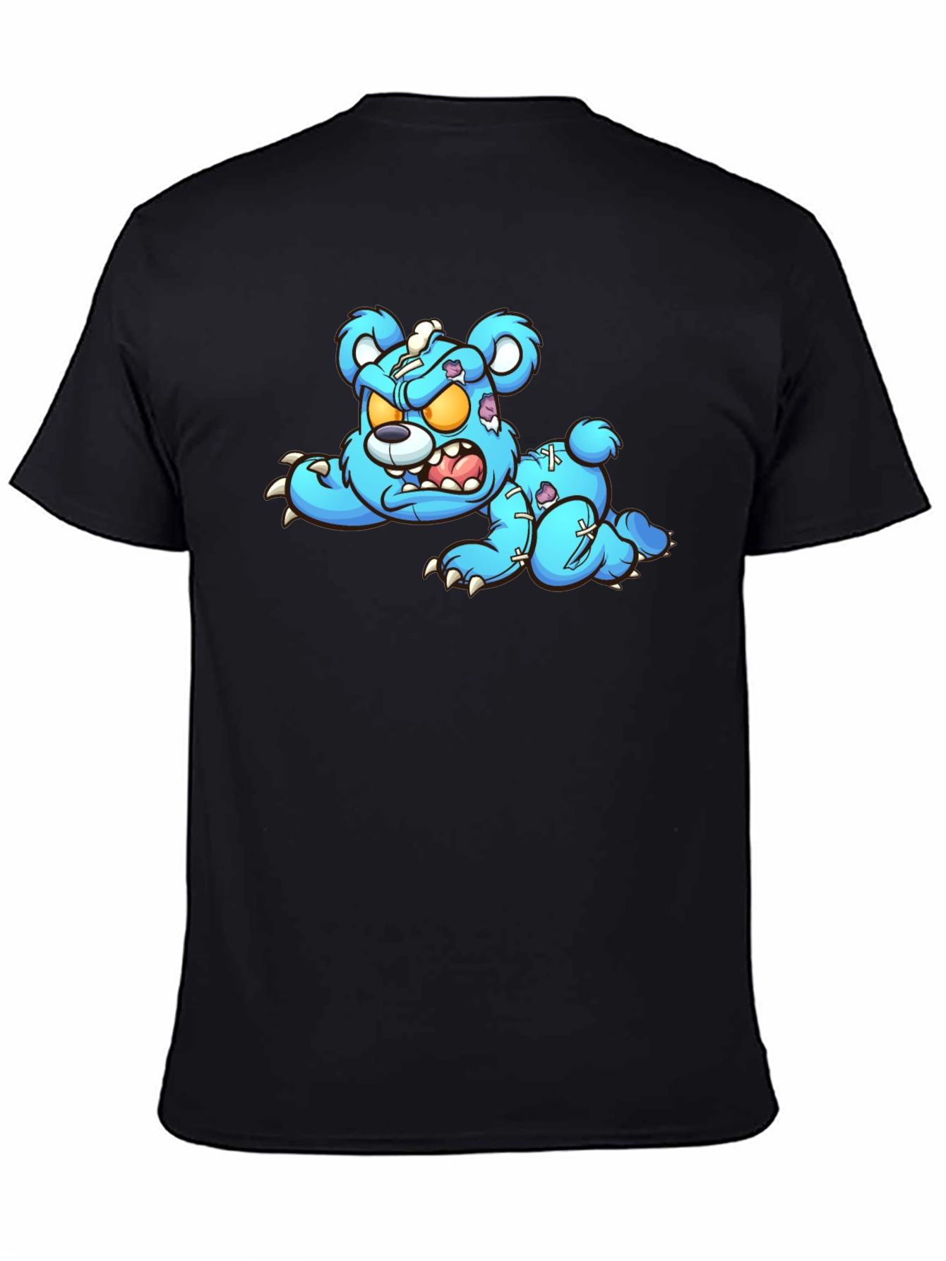 Zombie Teddy Bear Graphic Black T-Shirt