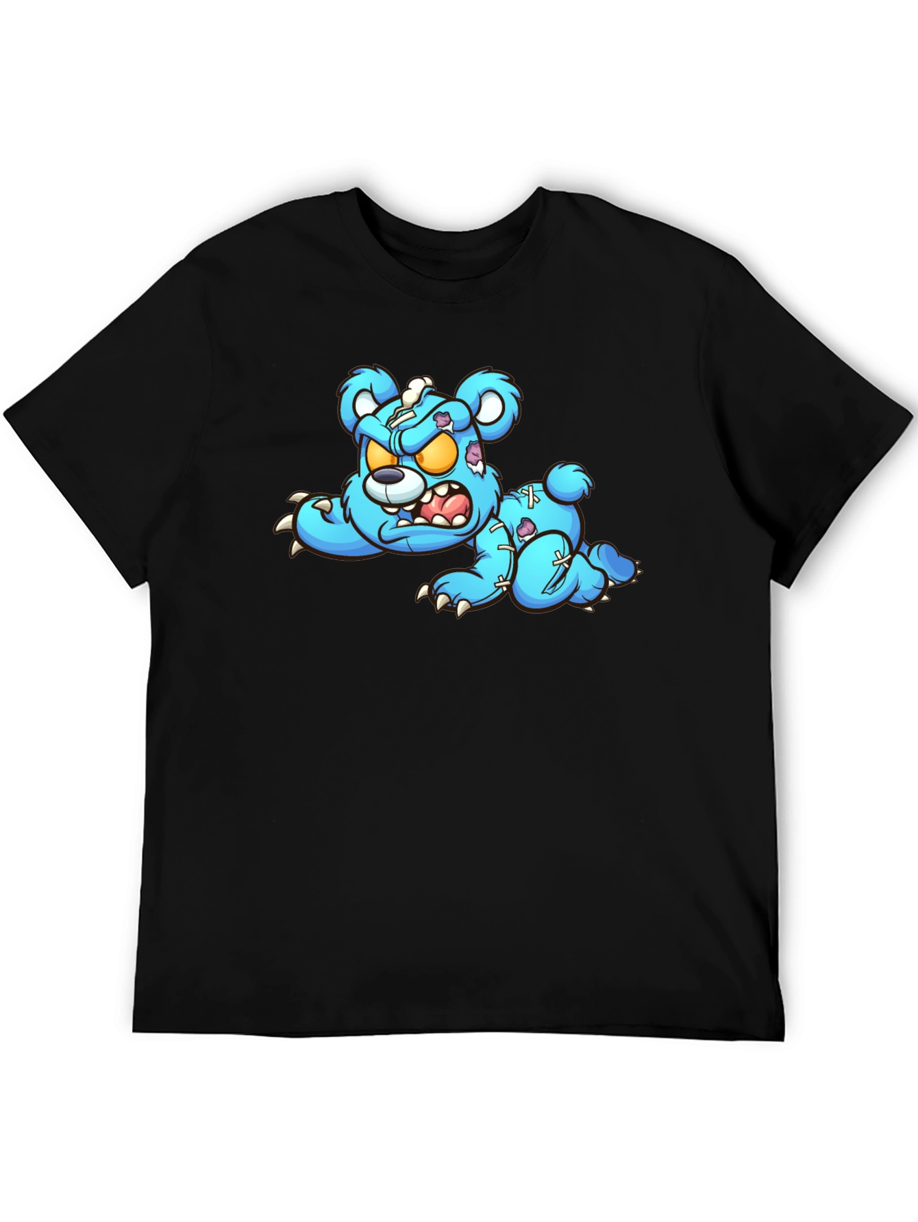 Zombie Teddy Bear Graphic Black T-Shirt