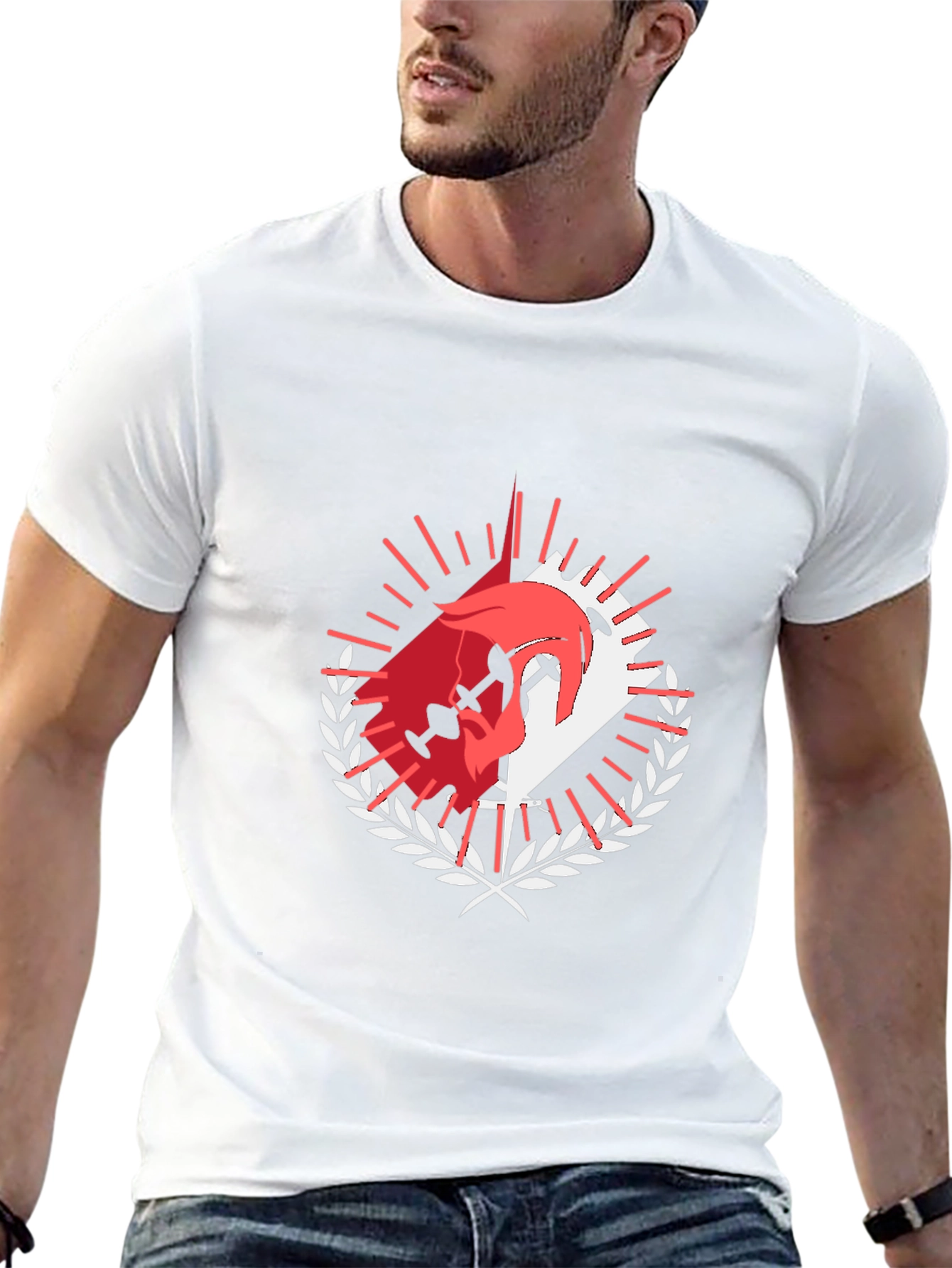Graphic Tee: Dueling Swords & Laurel Wreath Design