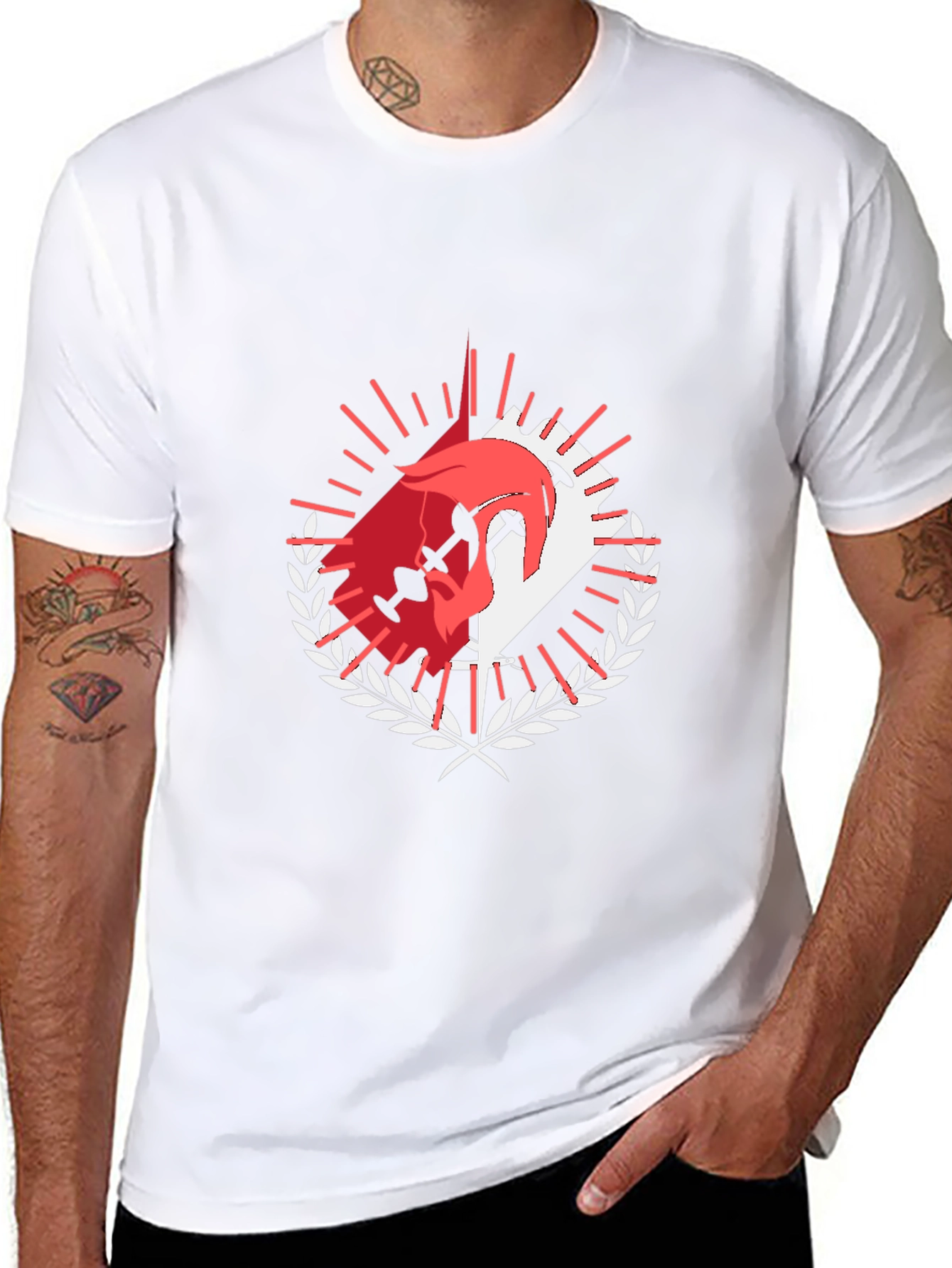Graphic Tee: Dueling Swords & Laurel Wreath Design