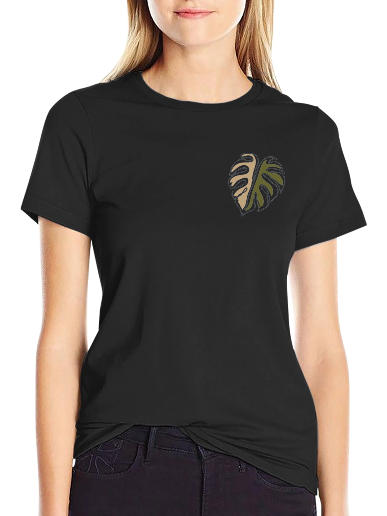 Monstera Leaf Graphic Black T-Shirt