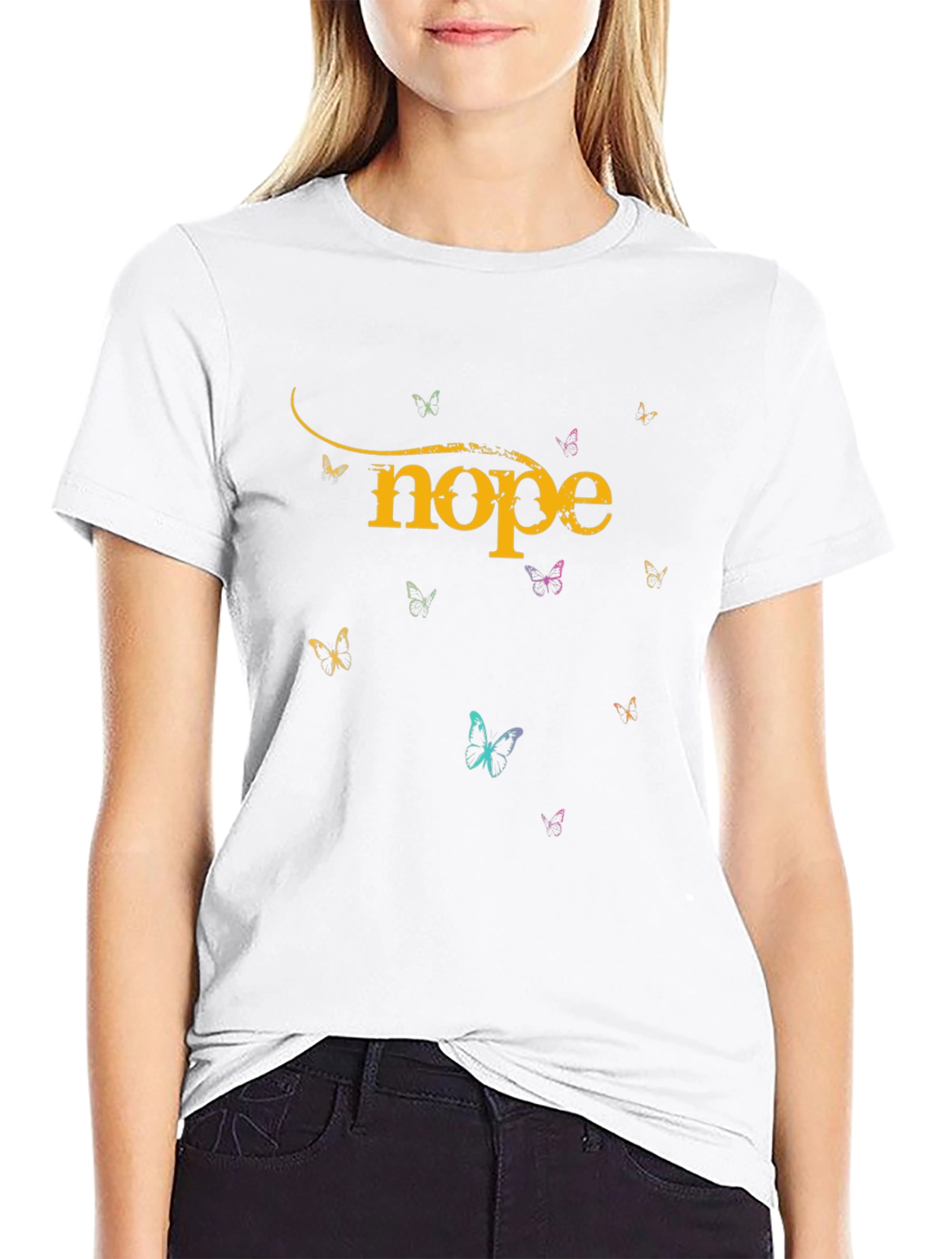 Nope Butterfly Graphic T-Shirt