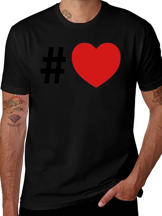 Hashtag Heart Graphic Tee - Black Cotton T-Shirt
