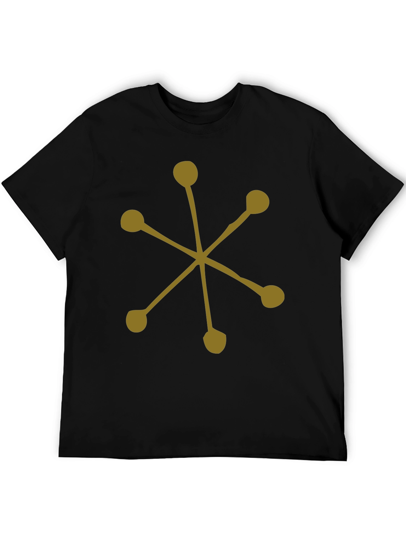 Abstract Starburst Graphic Tee - Black Cotton Casual