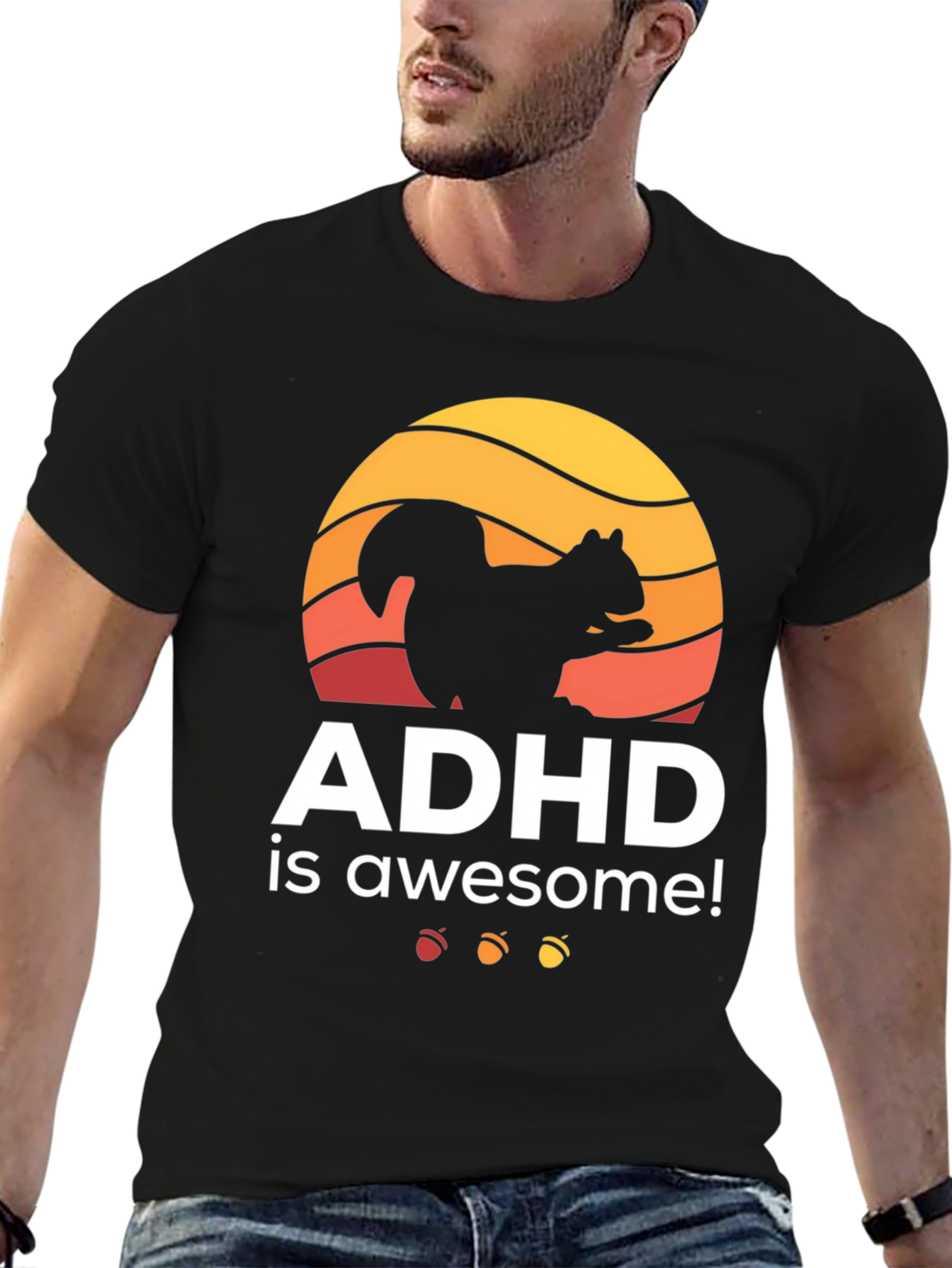 ADHD Is Awesome Squirrel Graphic T-Shirt