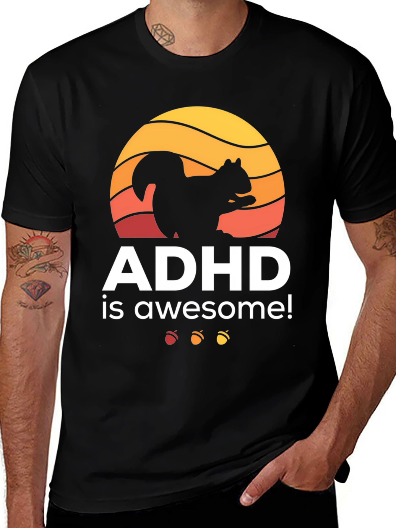 ADHD Is Awesome Squirrel Graphic T-Shirt