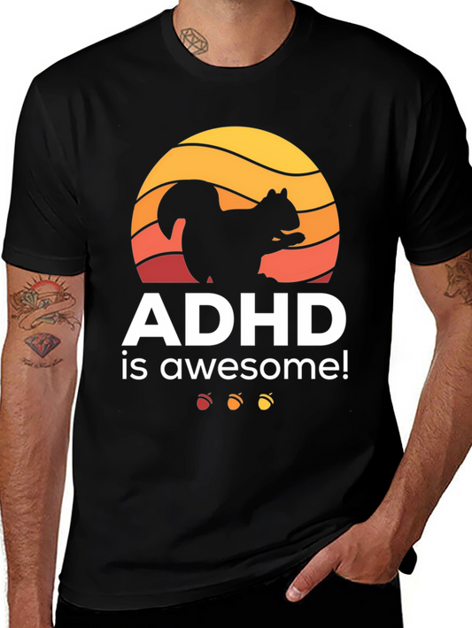ADHD Is Awesome Squirrel Graphic T-Shirt