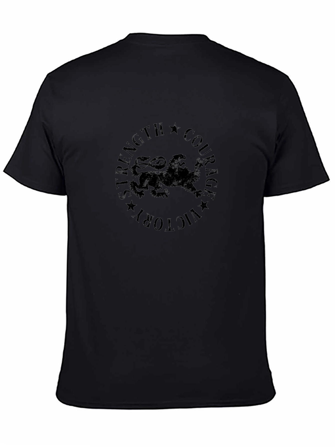 Black Graphic Tee: Strength Courage Victory