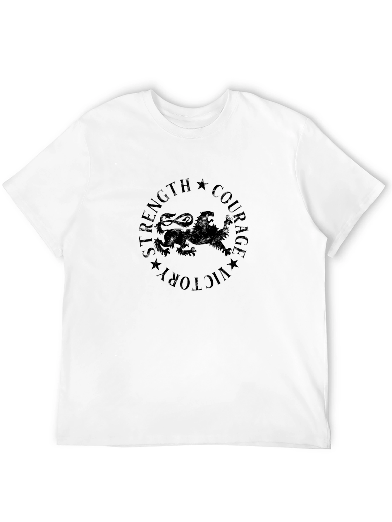 Black Graphic Tee: Strength Courage Victory