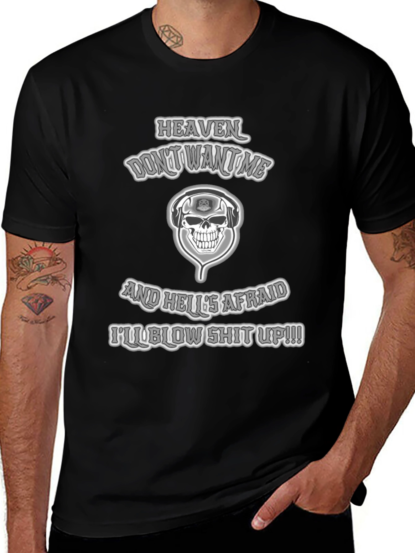 Skull & Headphones T-Shirt - Heaven Dont Want Me!