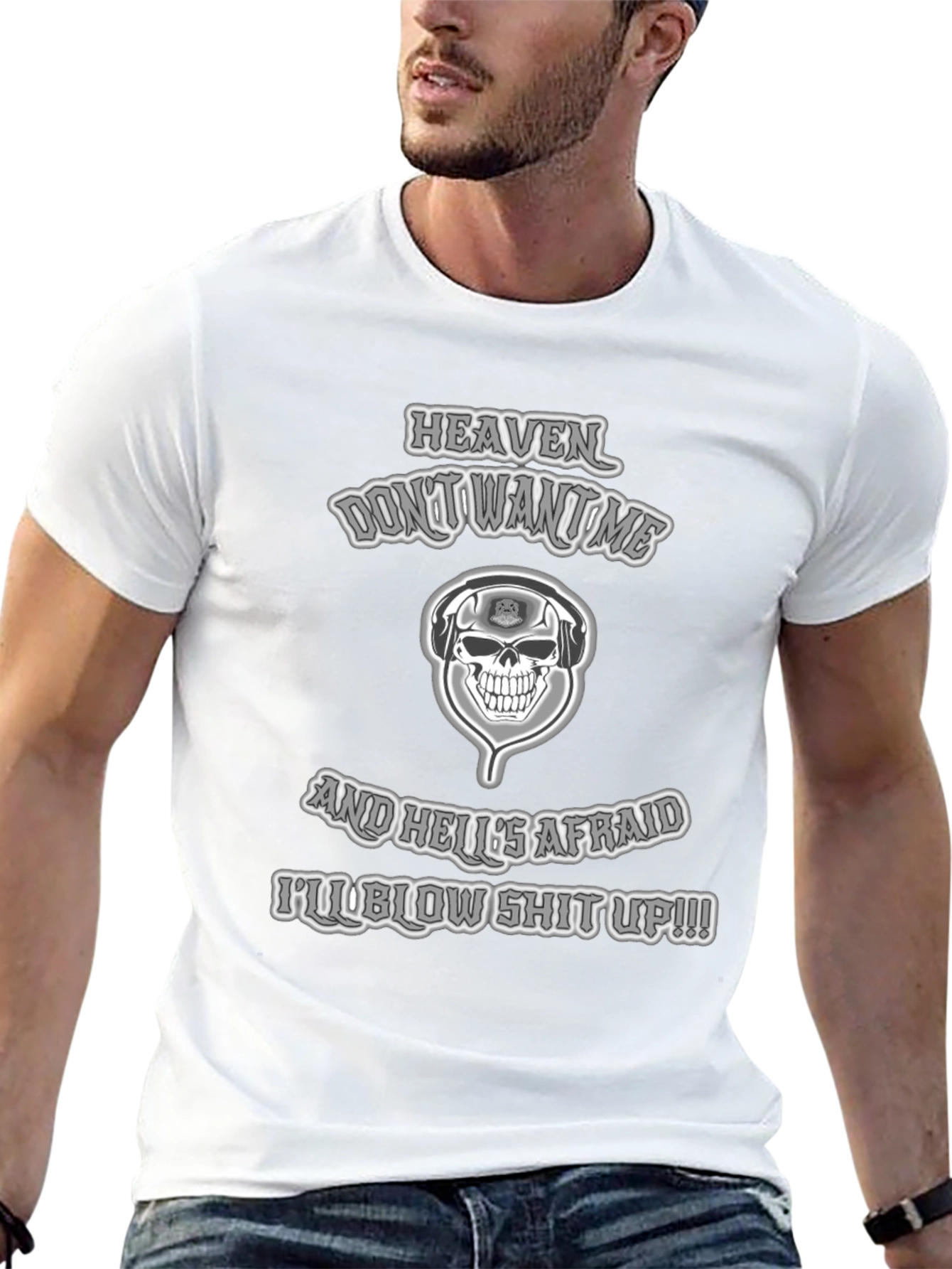 Skull & Headphones T-Shirt - Heaven Dont Want Me!