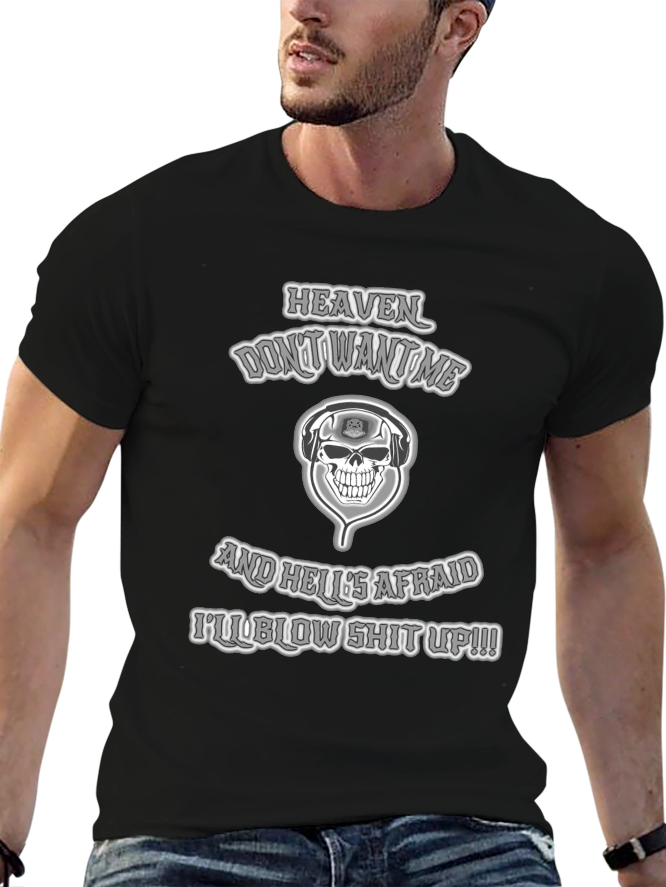 Skull & Headphones T-Shirt - Heaven Dont Want Me!