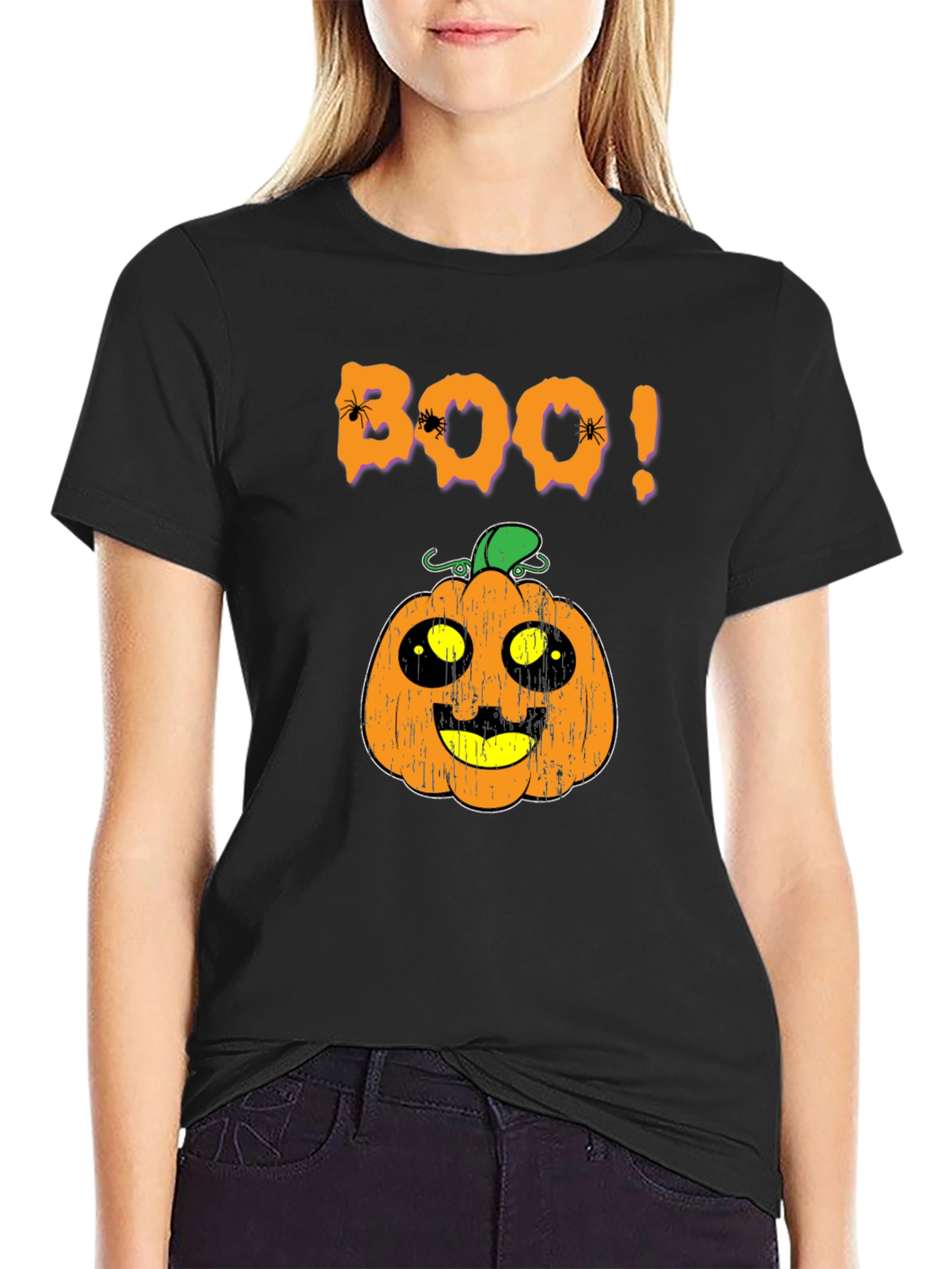 Halloween Boo Pumpkin Graphic T-Shirt