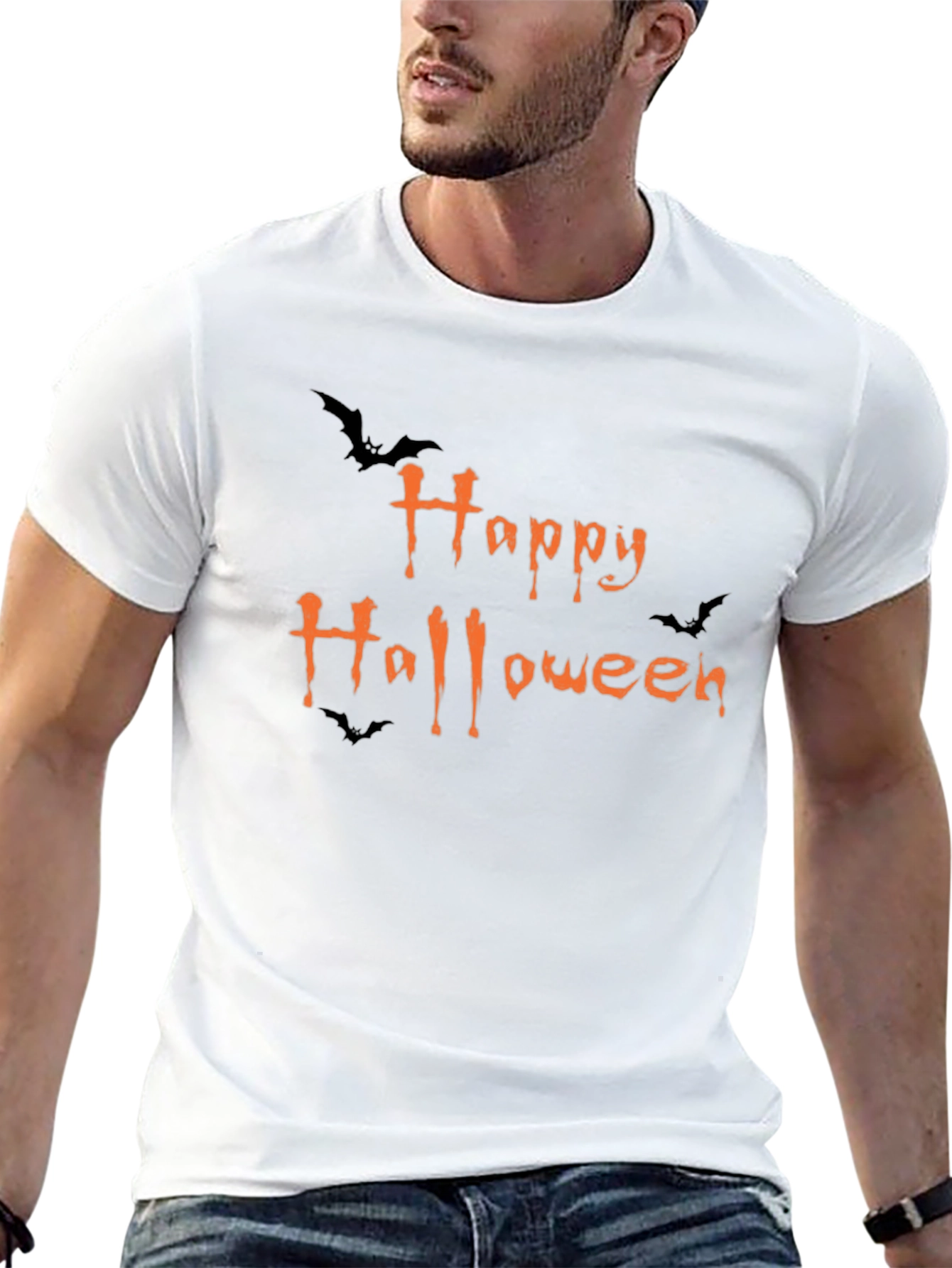 Happy Halloween Graphic Print Black T-Shirt