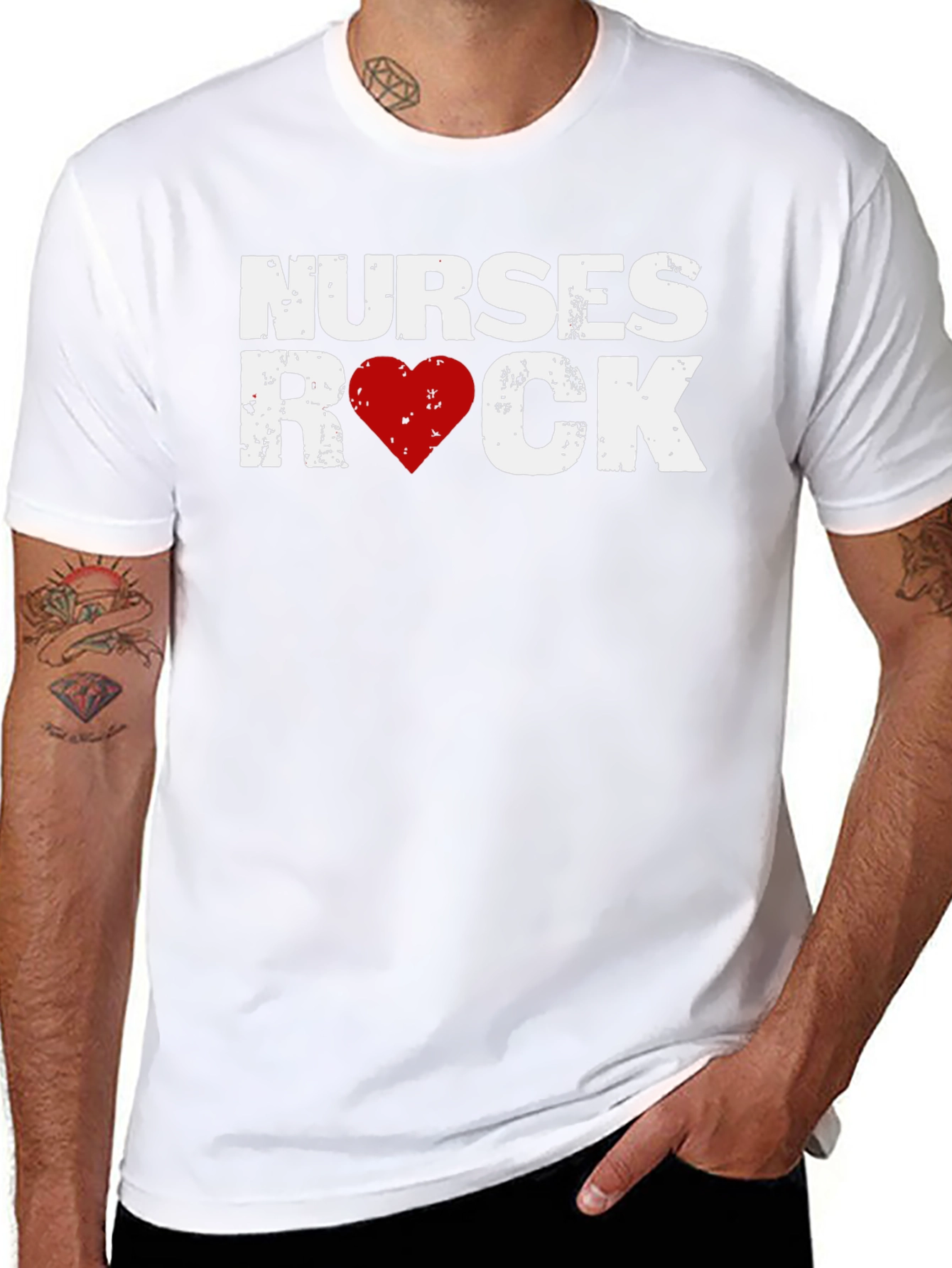 Nurses Rock T-Shirt - Heart Graphic Tee