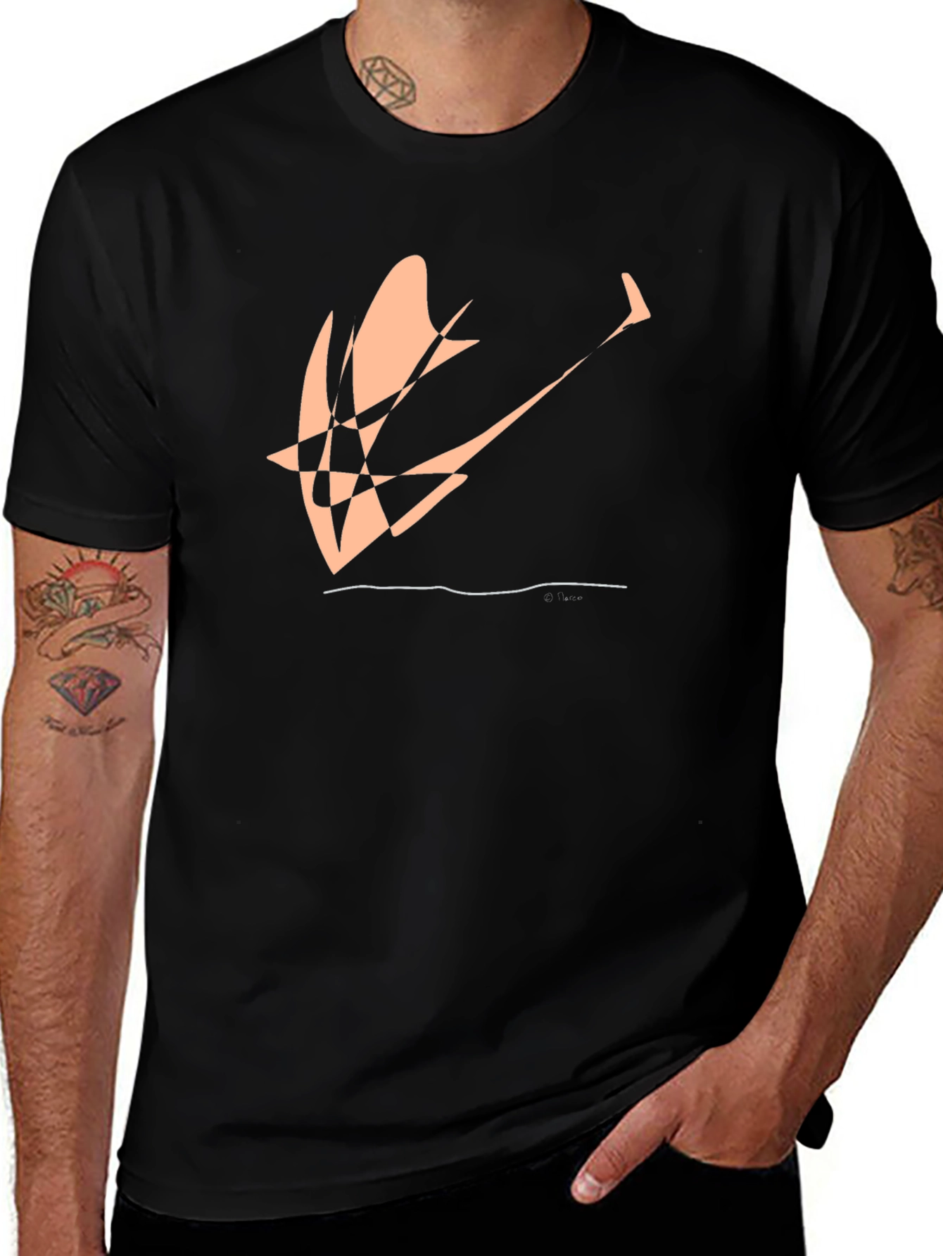 Abstract Design Black Cotton Tee