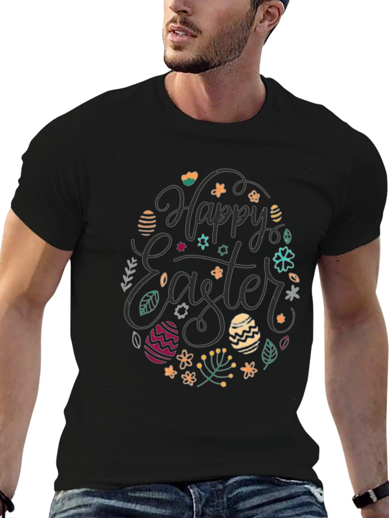 Happy Easter Black Graphic Tee