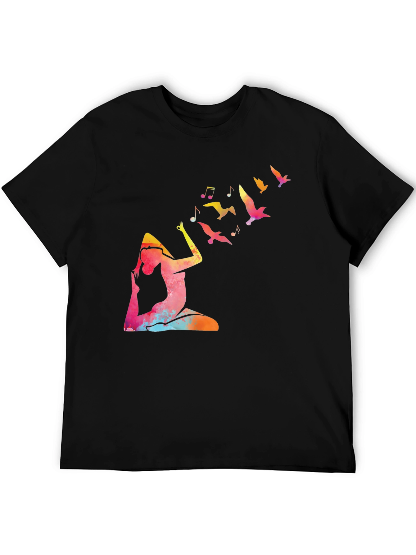 Yoga & Birds Graphic Black Tee