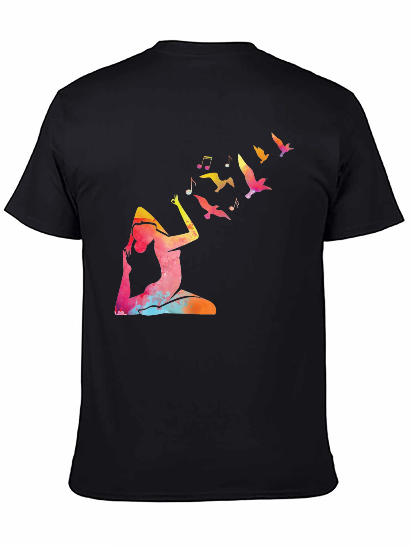 Yoga & Birds Graphic Black Tee