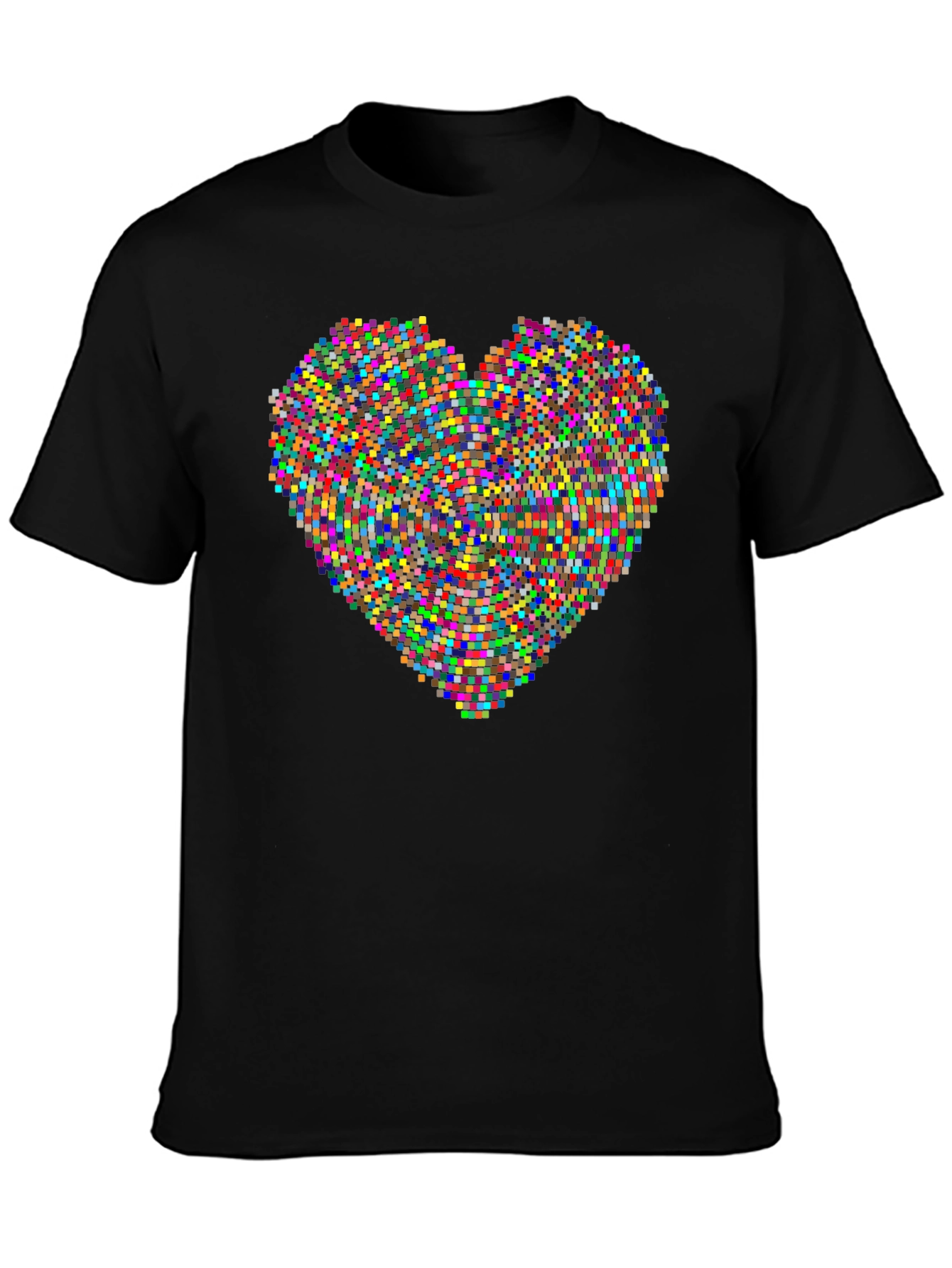 Pixel Heart Graphic Black T-Shirt