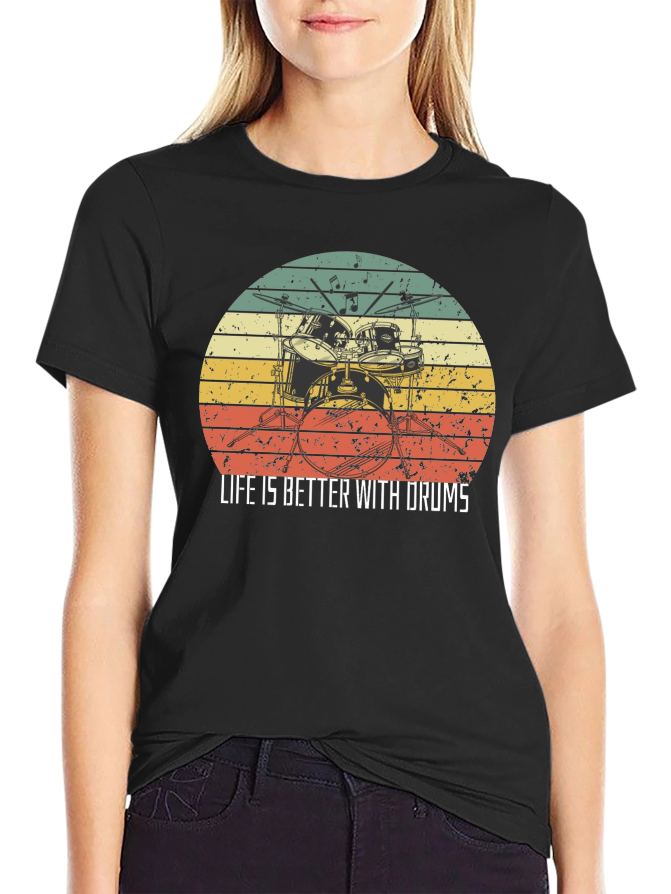 Life is Better With Drums Black T-Shirt