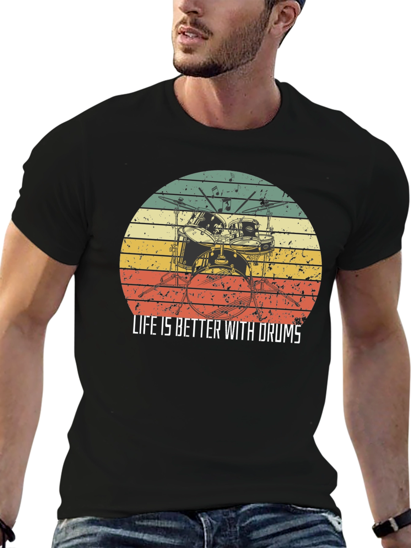 Life is Better With Drums Black T-Shirt