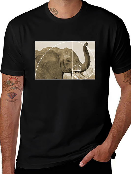 Golden Ratio Elephant Black T-Shirt