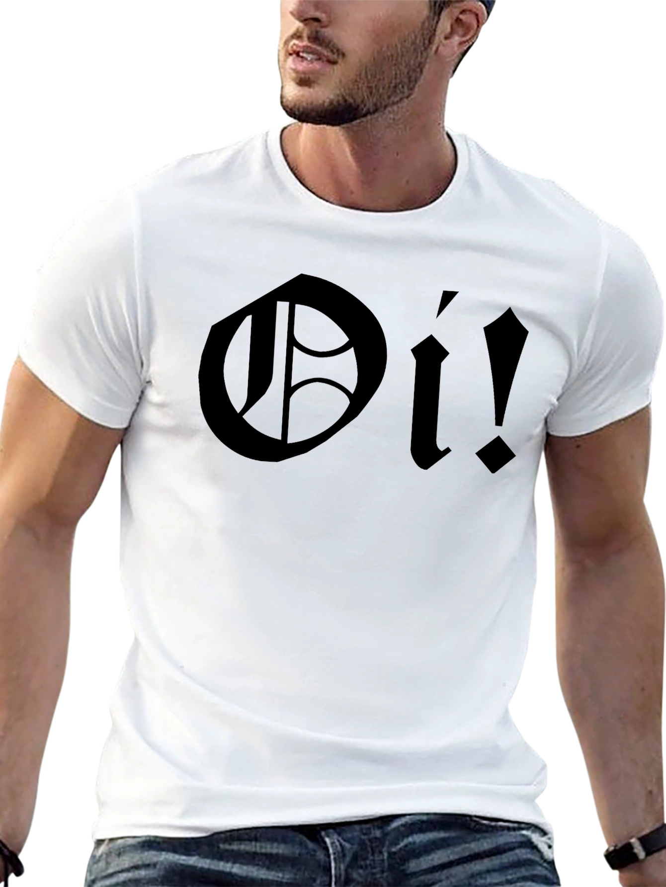 Oi! Black Graphic T-Shirt - Bold Punk Rock Style